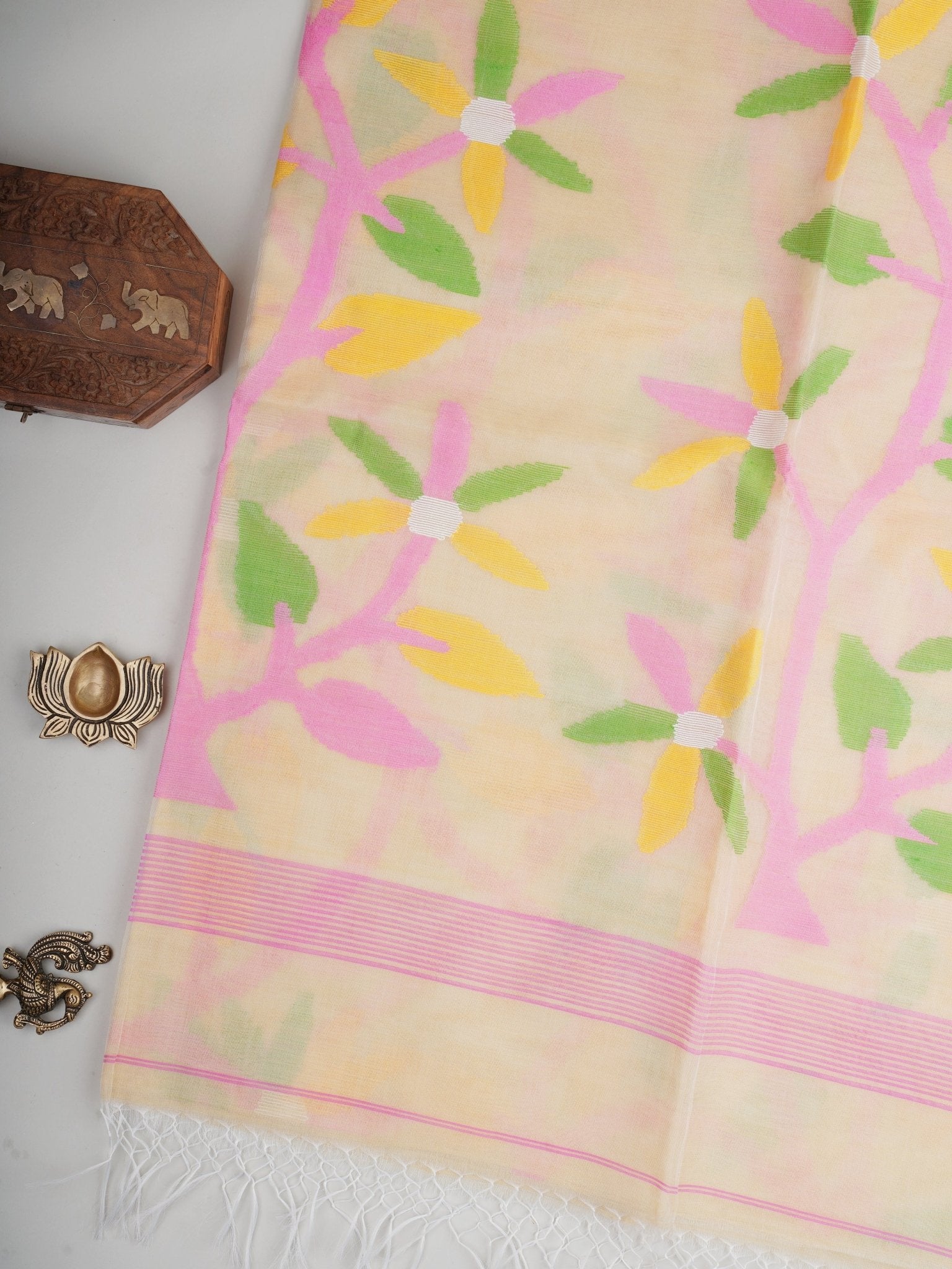 Cotton Beige 100% Pure Cotton - Manoranjitham Weaves - Handloom Store