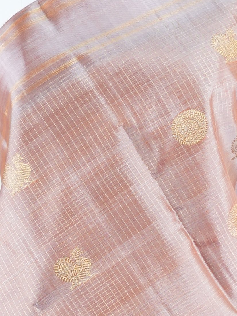 Kanchipuram Silk Light Brown 100% Pure Silk  - Manoranjitham Weaves - Handloom Store