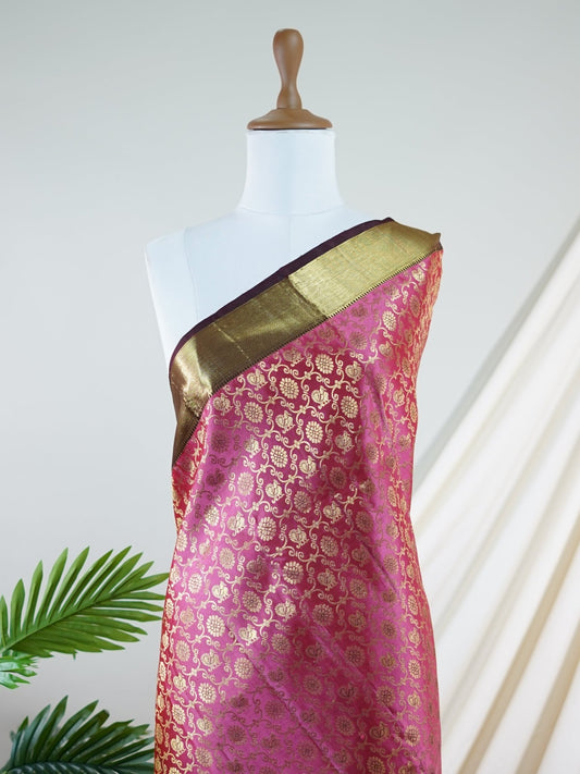 Kanchipuram Silk Soft Pink 100% Pure Silk  - Manoranjitham Weaves - Handloom Store