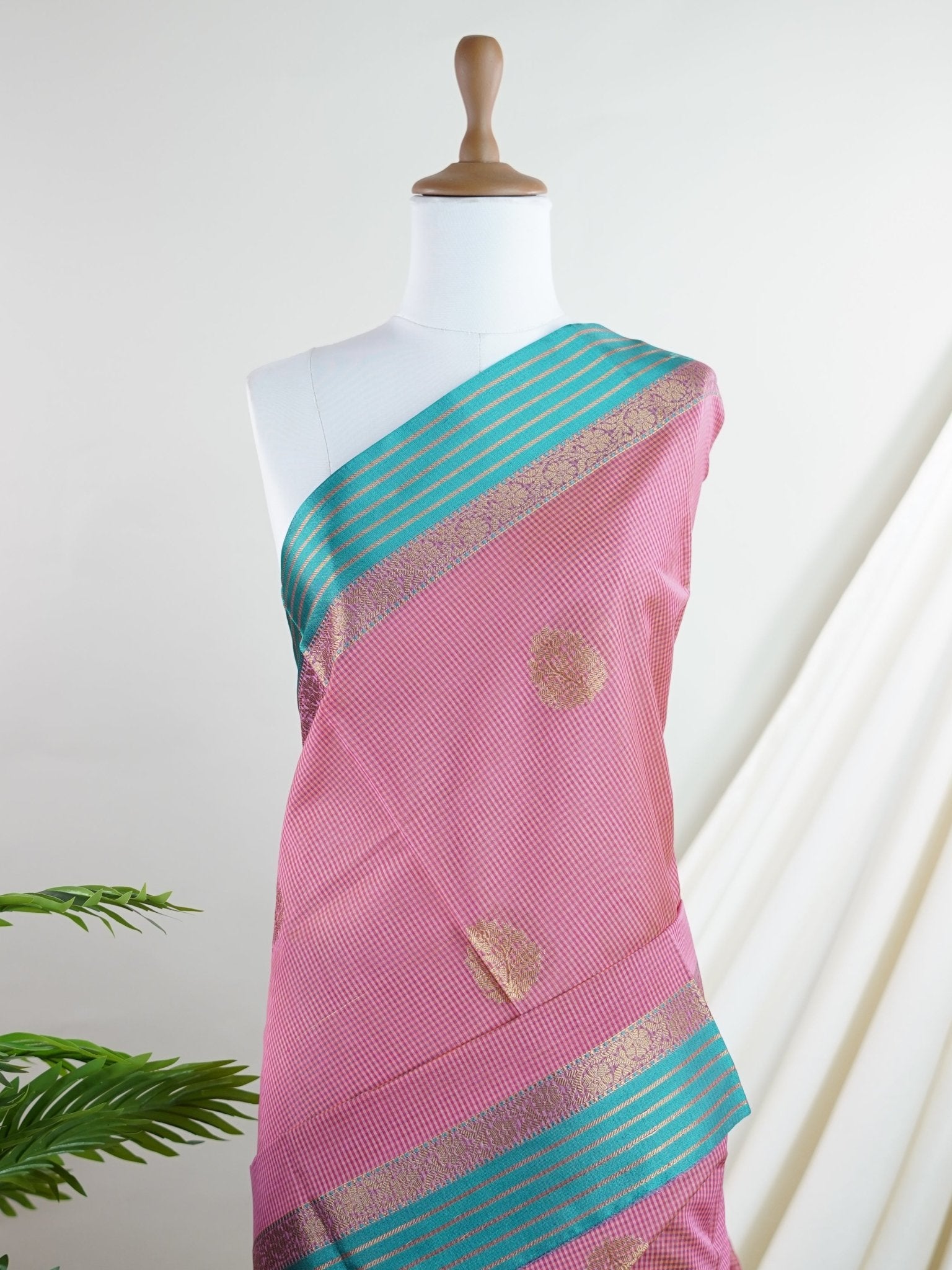 Chanderi Raspberry Kota - Manoranjitham Weaves - Handloom Store