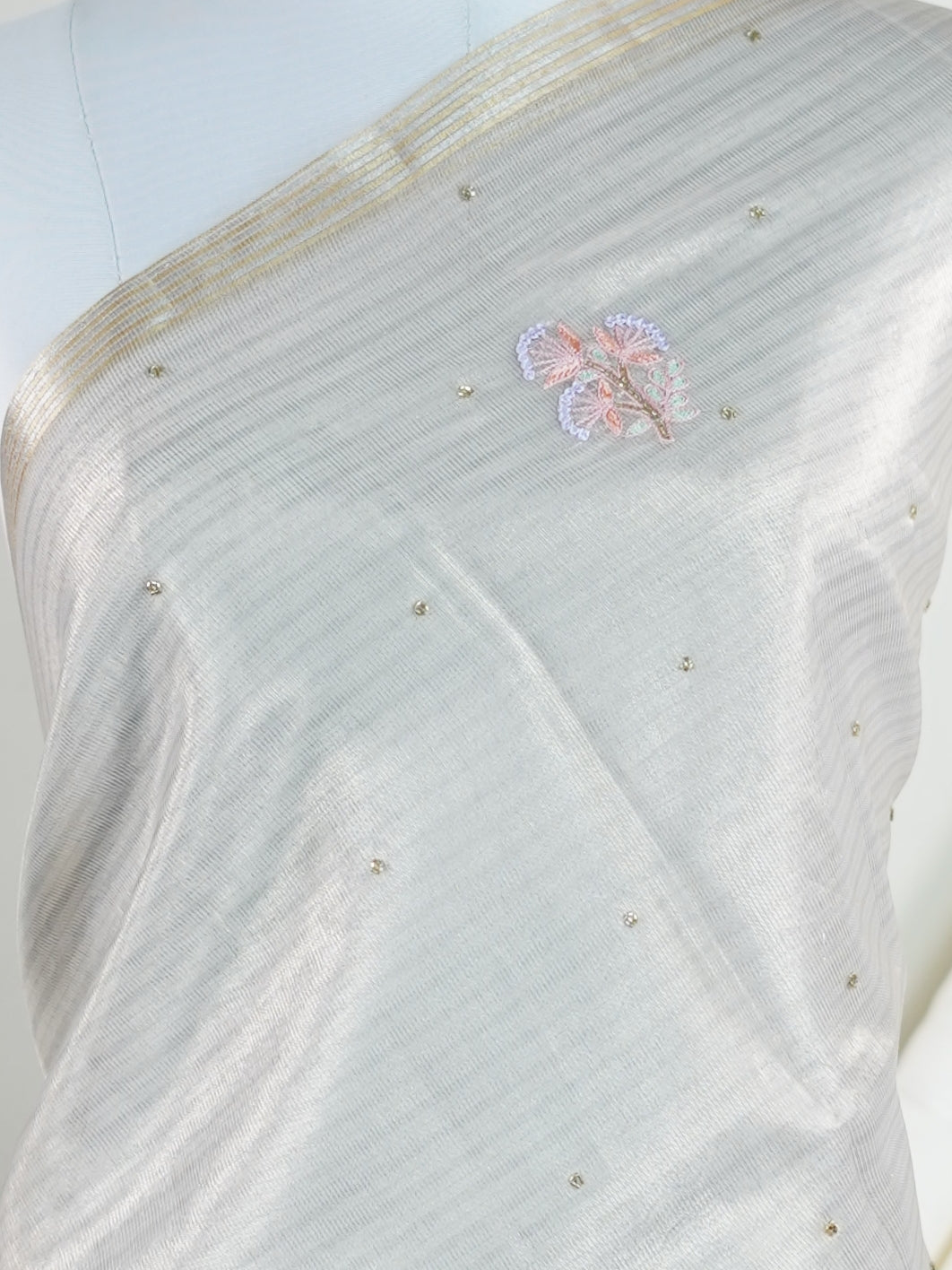 tissue Silver 100% Pure Tissue - Manoranjitham Weaves - Handloom Store