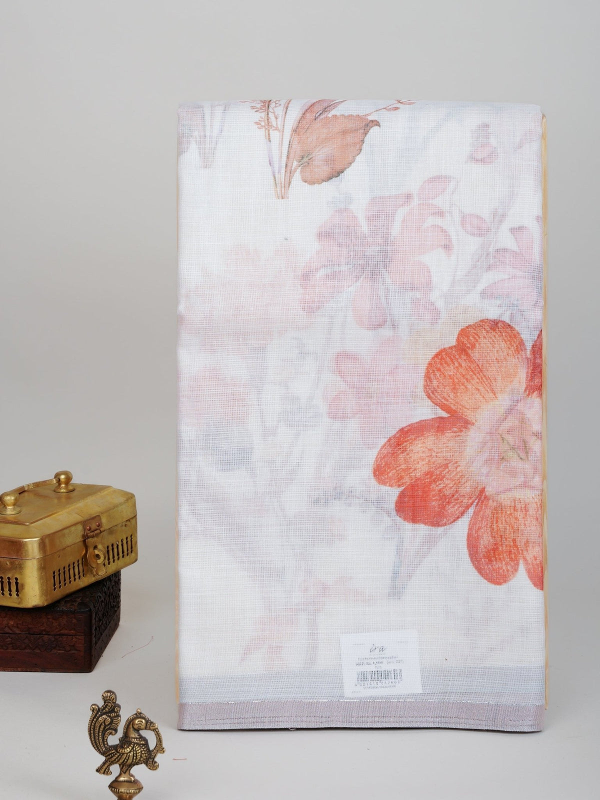 Linen White Silk Kota - Manoranjitham Weaves - Handloom Store