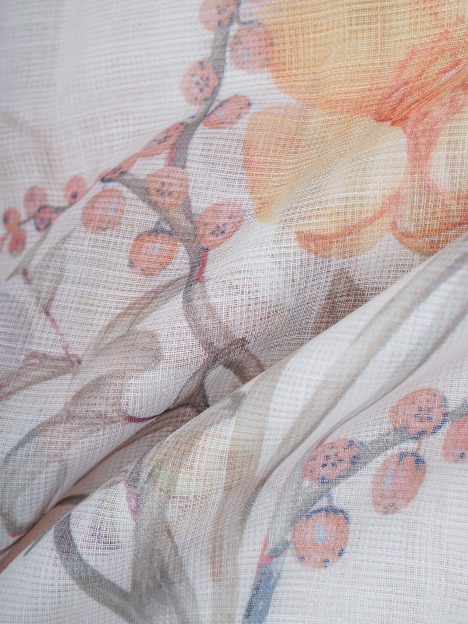 Linen White Silk Kota - Manoranjitham Weaves - Handloom Store