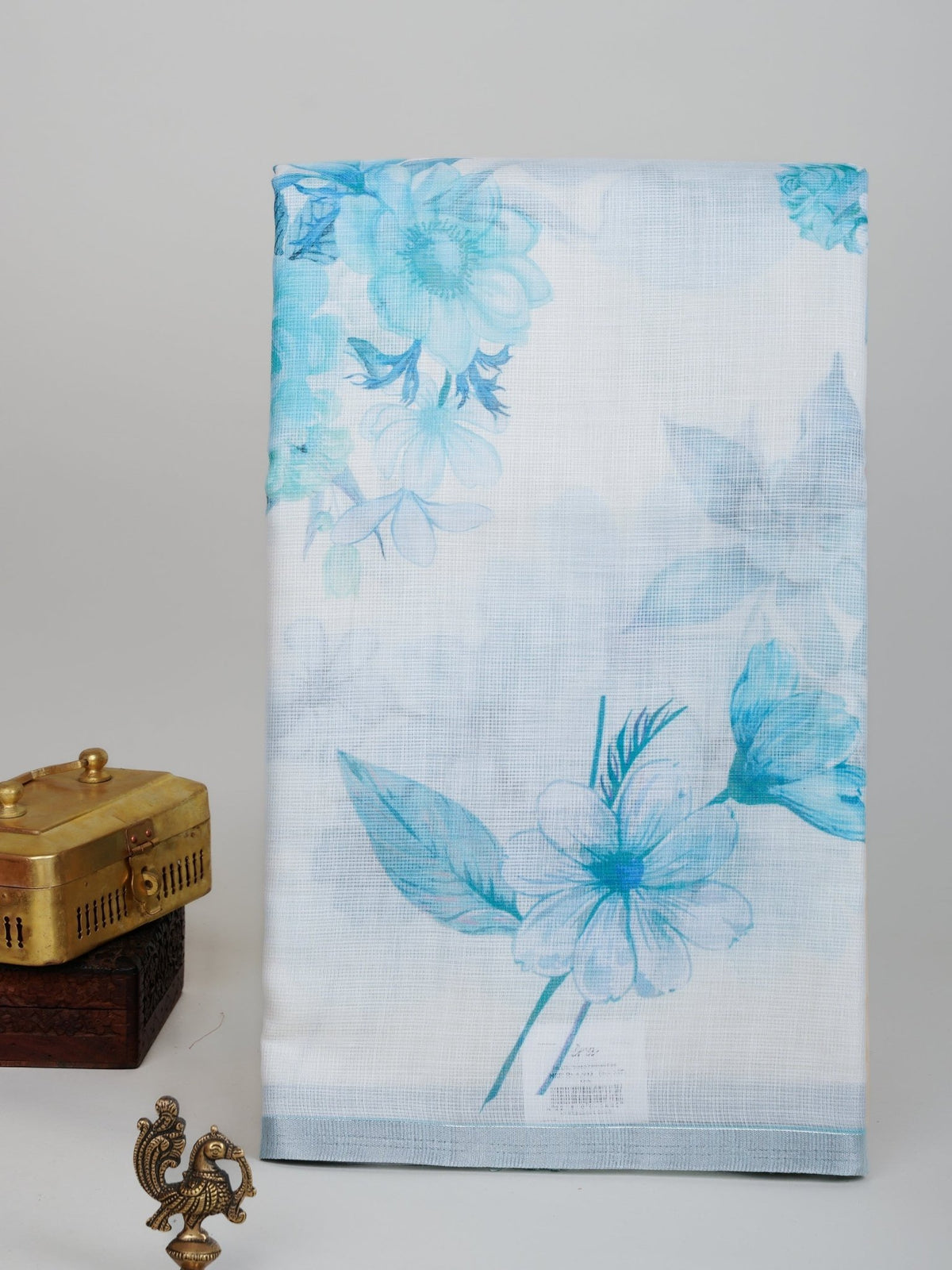 Linen White Silk Kota - Manoranjitham Weaves - Handloom Store