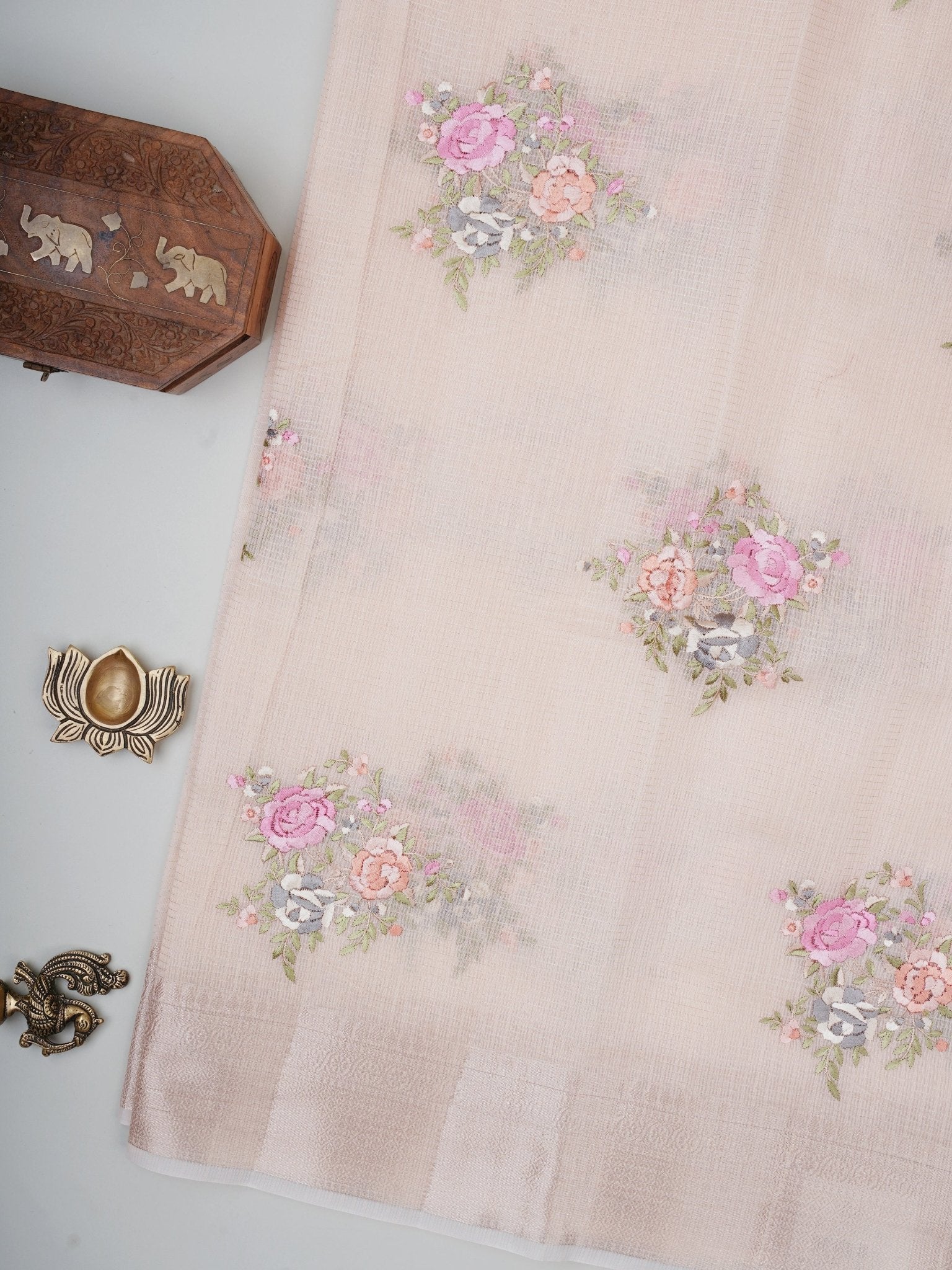 Kora Light Orange Kora - Manoranjitham Weaves - Handloom Store