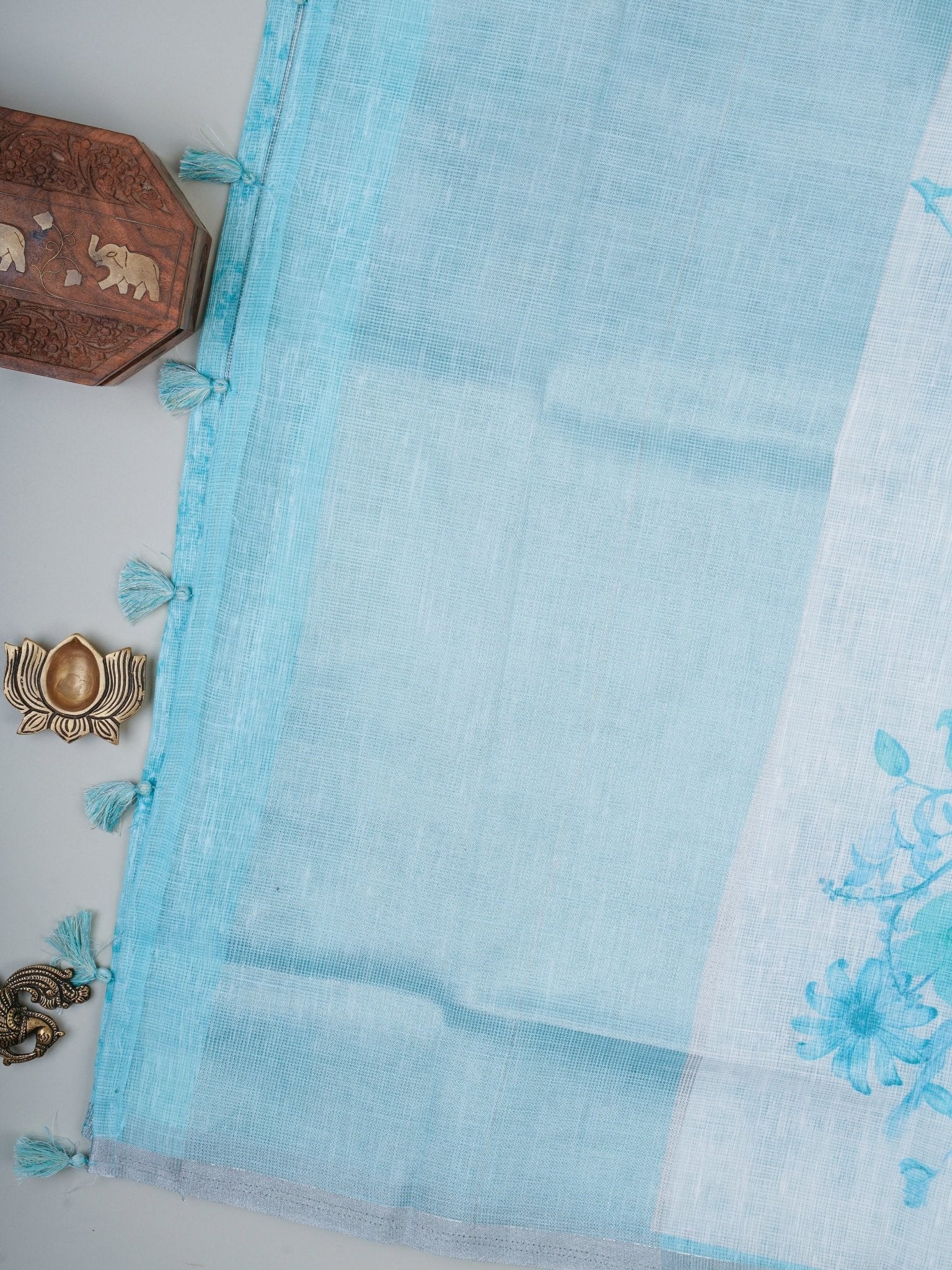 Linen White Silk Kota - Manoranjitham Weaves - Handloom Store