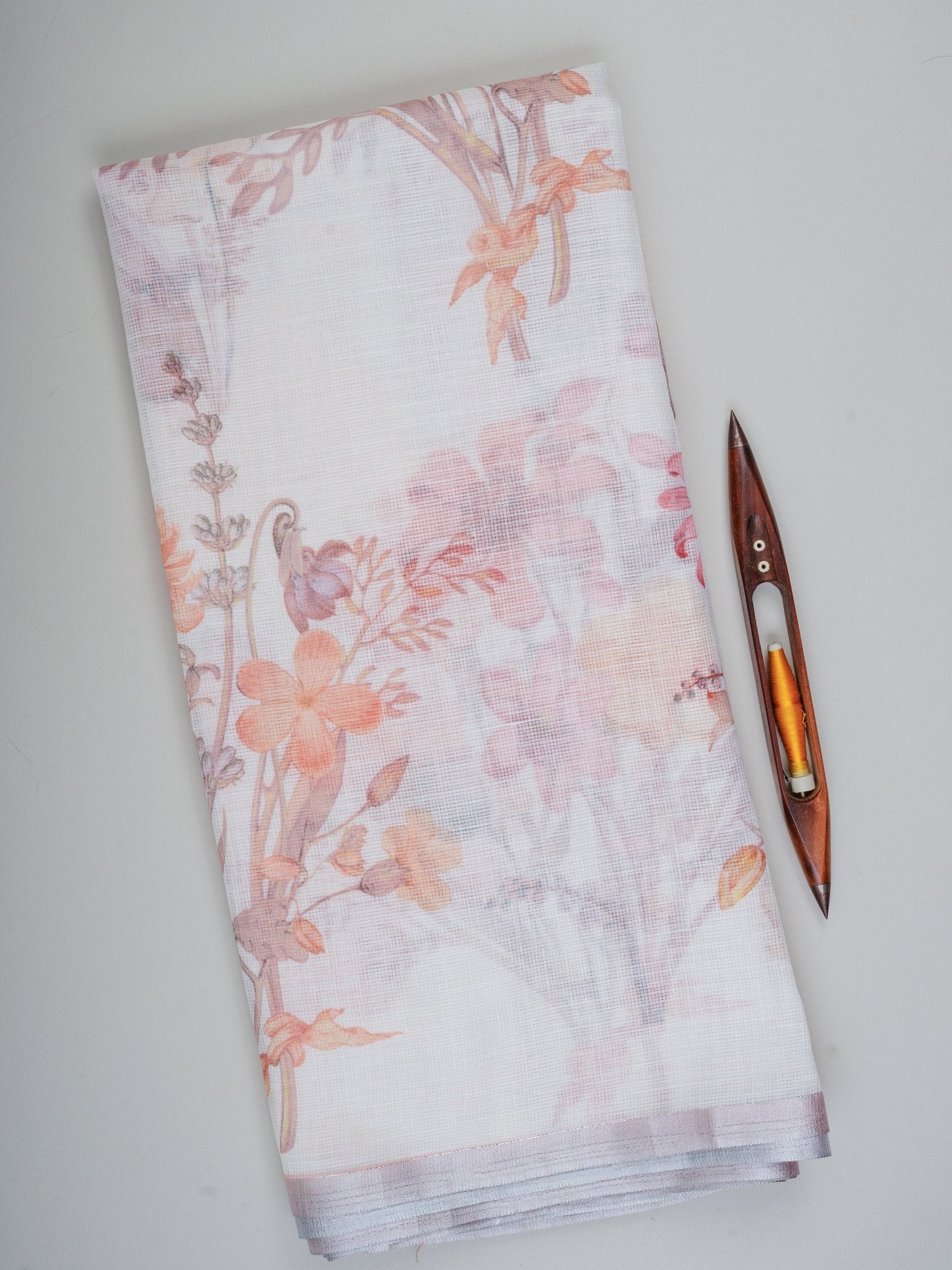 Linen White Silk Kota - Manoranjitham Weaves - Handloom Store