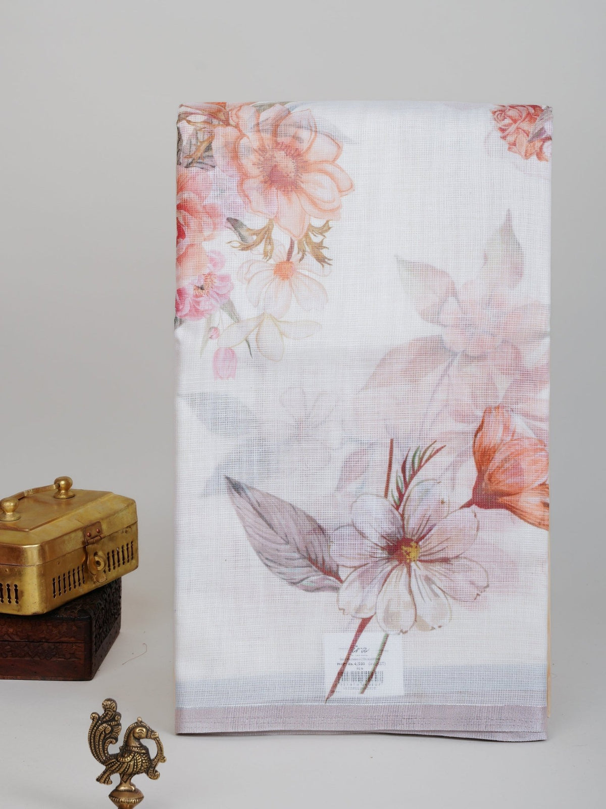 Linen White Silk Kota - Manoranjitham Weaves - Handloom Store