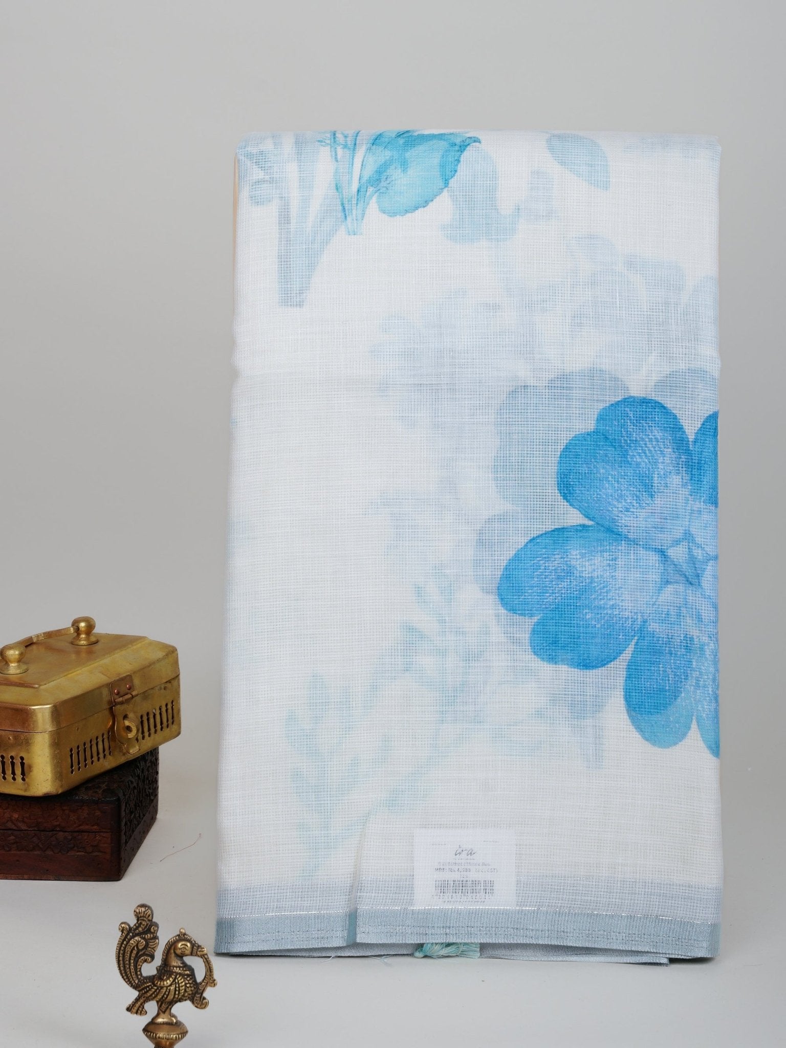 Linen White Silk Kota - Manoranjitham Weaves - Handloom Store