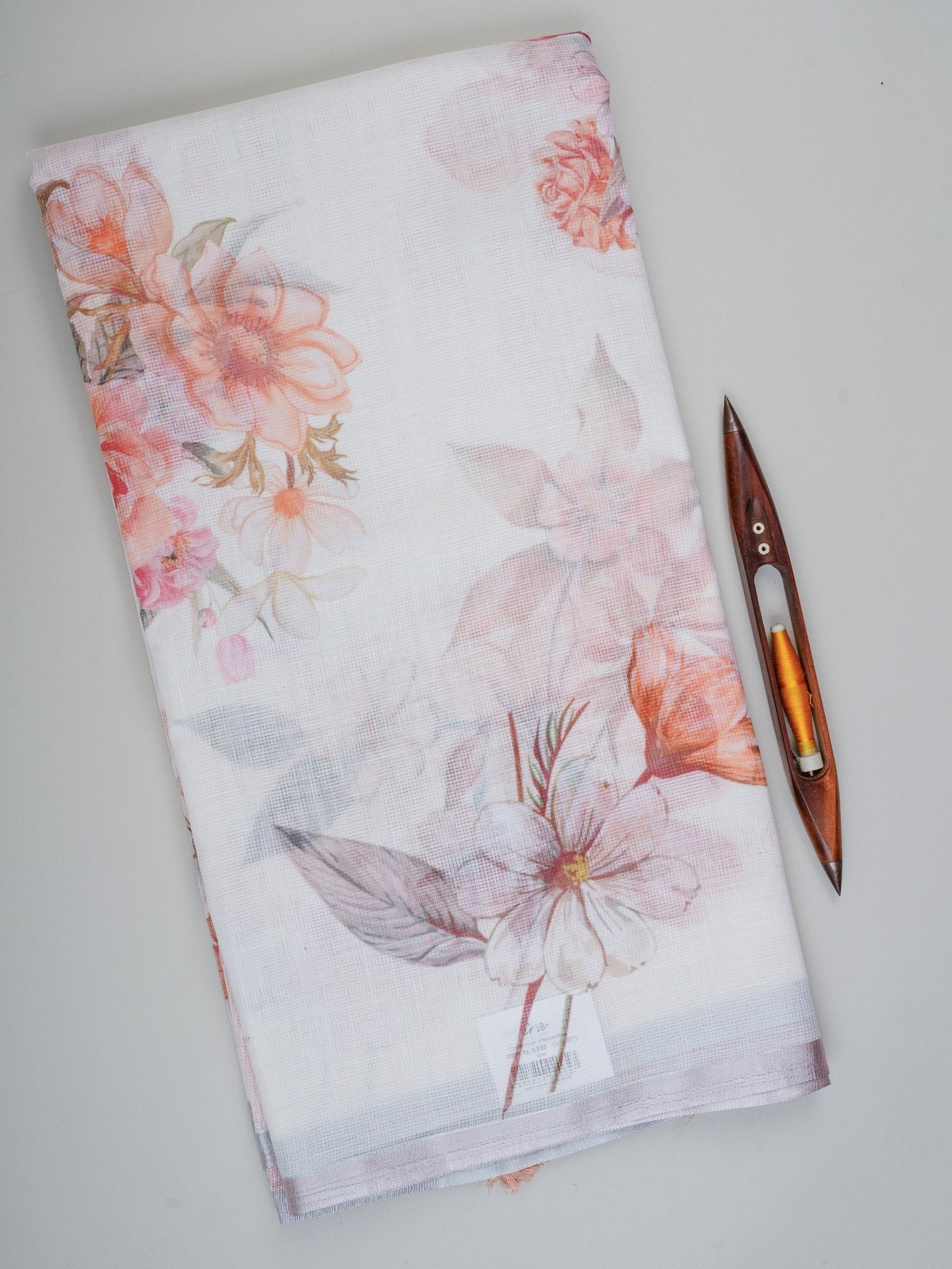 Linen White Silk Kota - Manoranjitham Weaves - Handloom Store