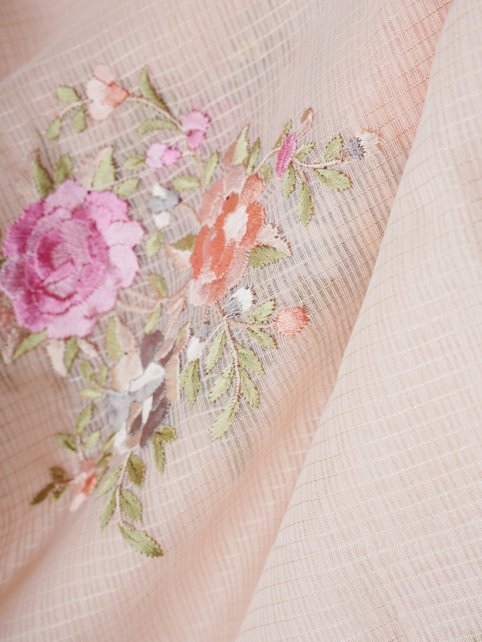 Kora Light Orange Kora - Manoranjitham Weaves - Handloom Store