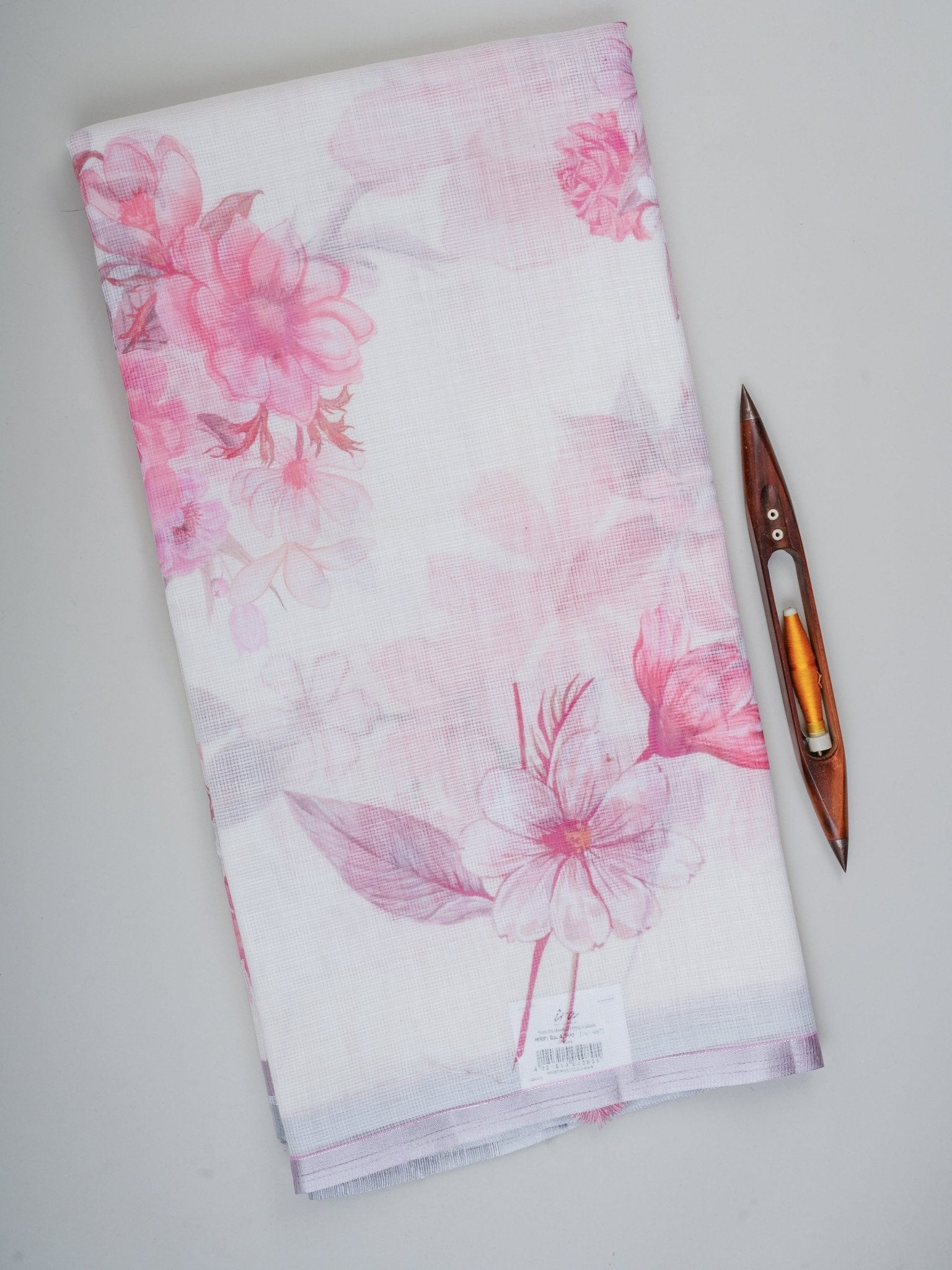 Linen White Silk Kota - Manoranjitham Weaves - Handloom Store