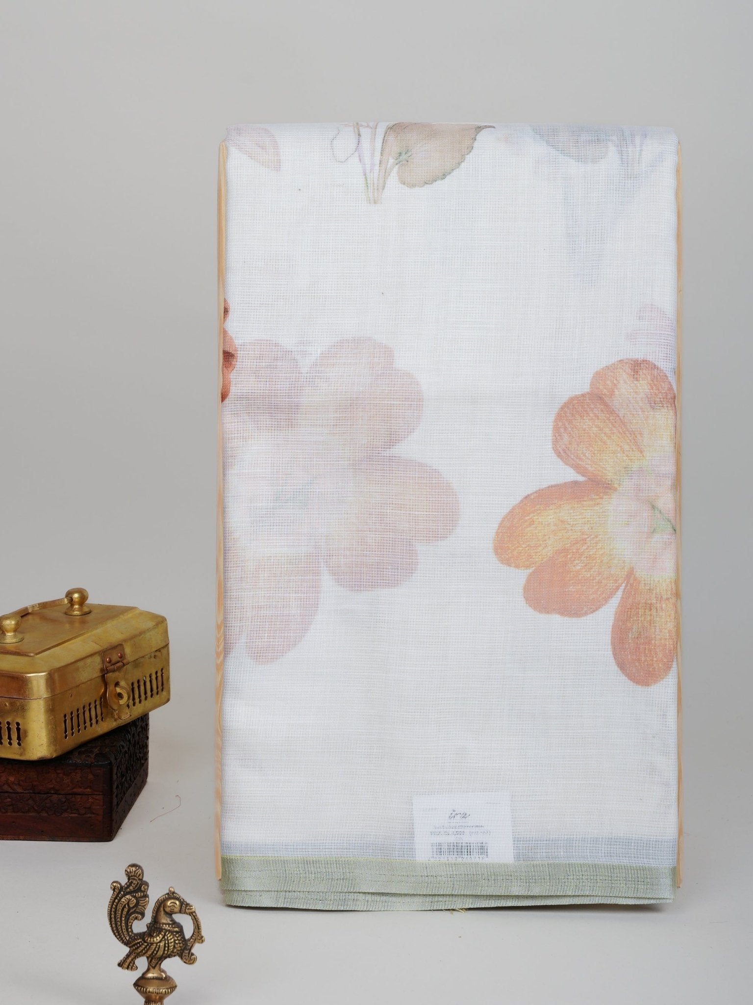 Linen White Silk Kota - Manoranjitham Weaves - Handloom Store