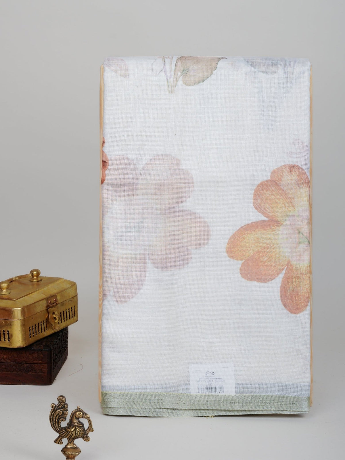 Linen White Silk Kota - Manoranjitham Weaves - Handloom Store