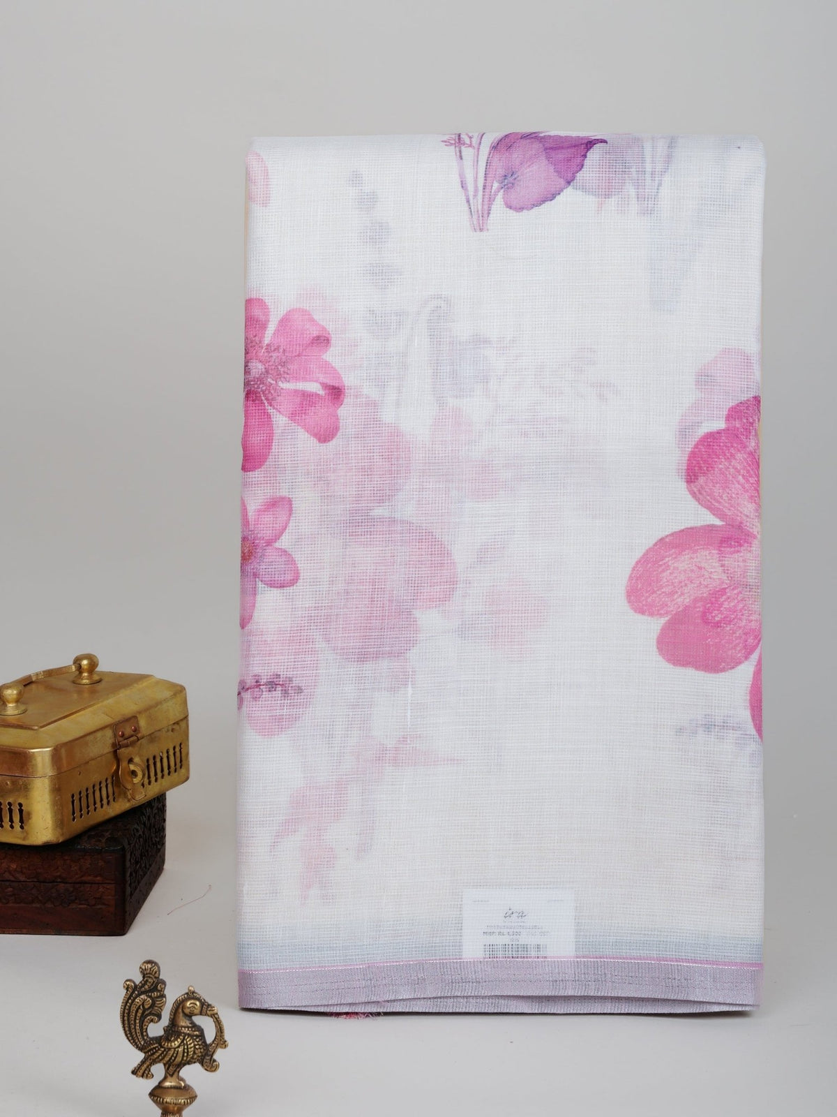 Linen White Silk Kota - Manoranjitham Weaves - Handloom Store