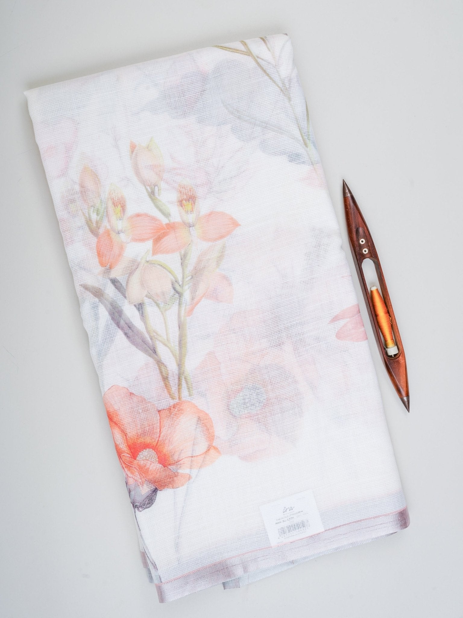 Linen White Silk Kota - Manoranjitham Weaves - Handloom Store