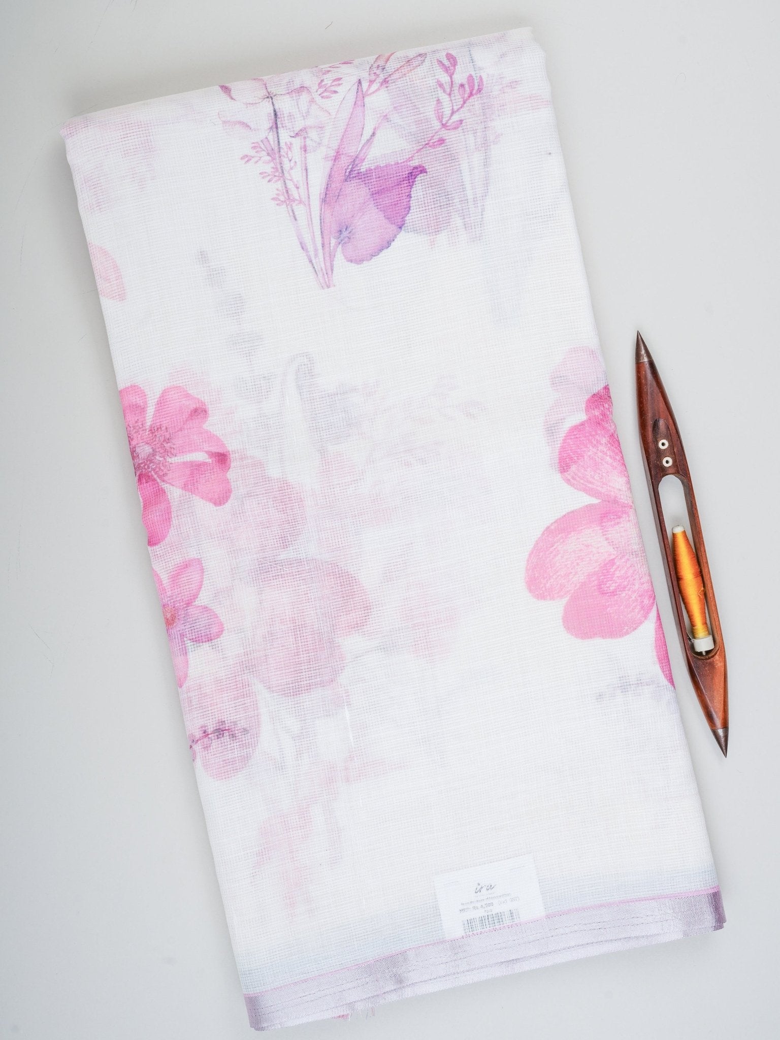 Linen White Silk Kota - Manoranjitham Weaves - Handloom Store