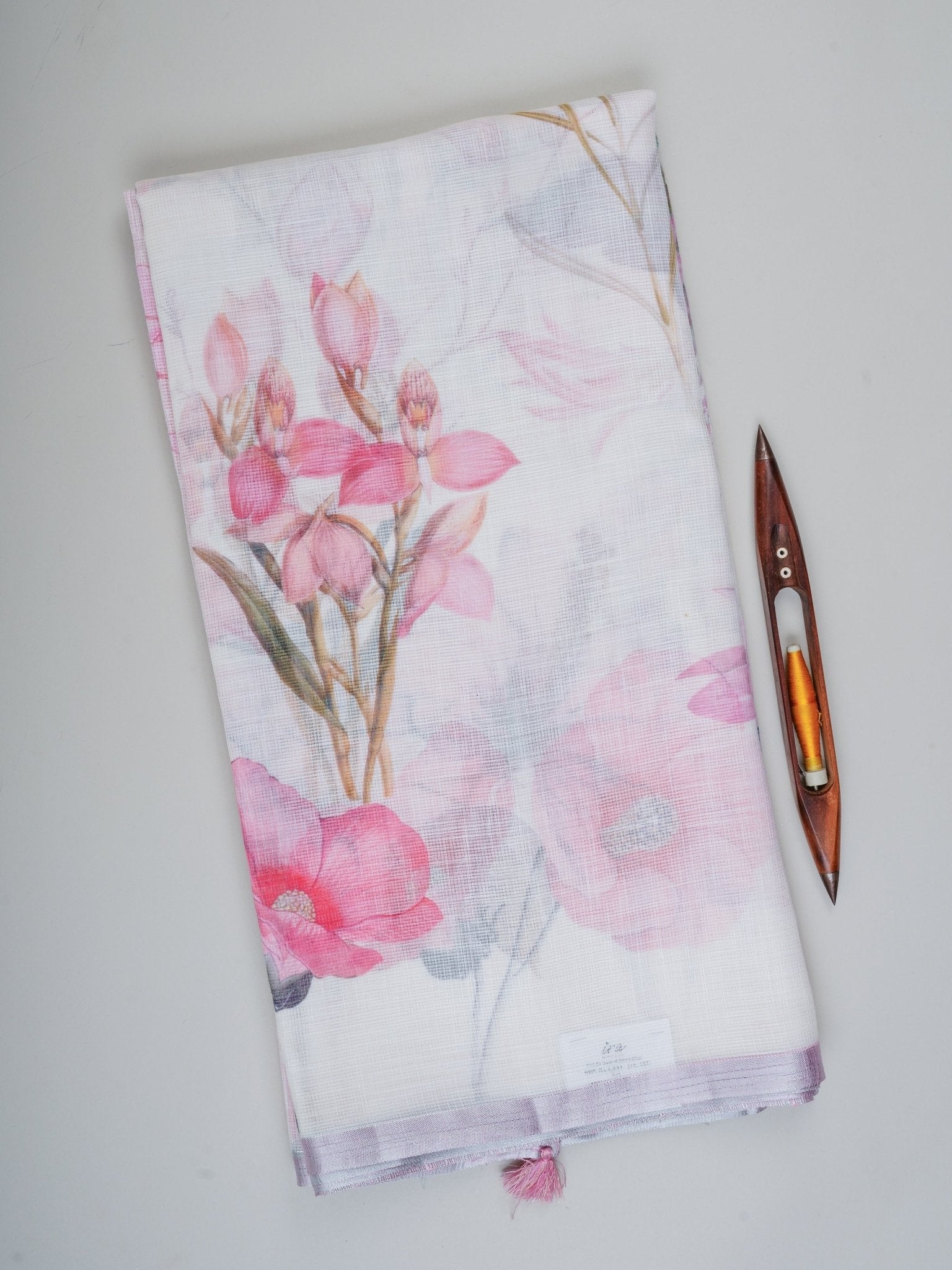 Linen White Silk Kota - Manoranjitham Weaves - Handloom Store