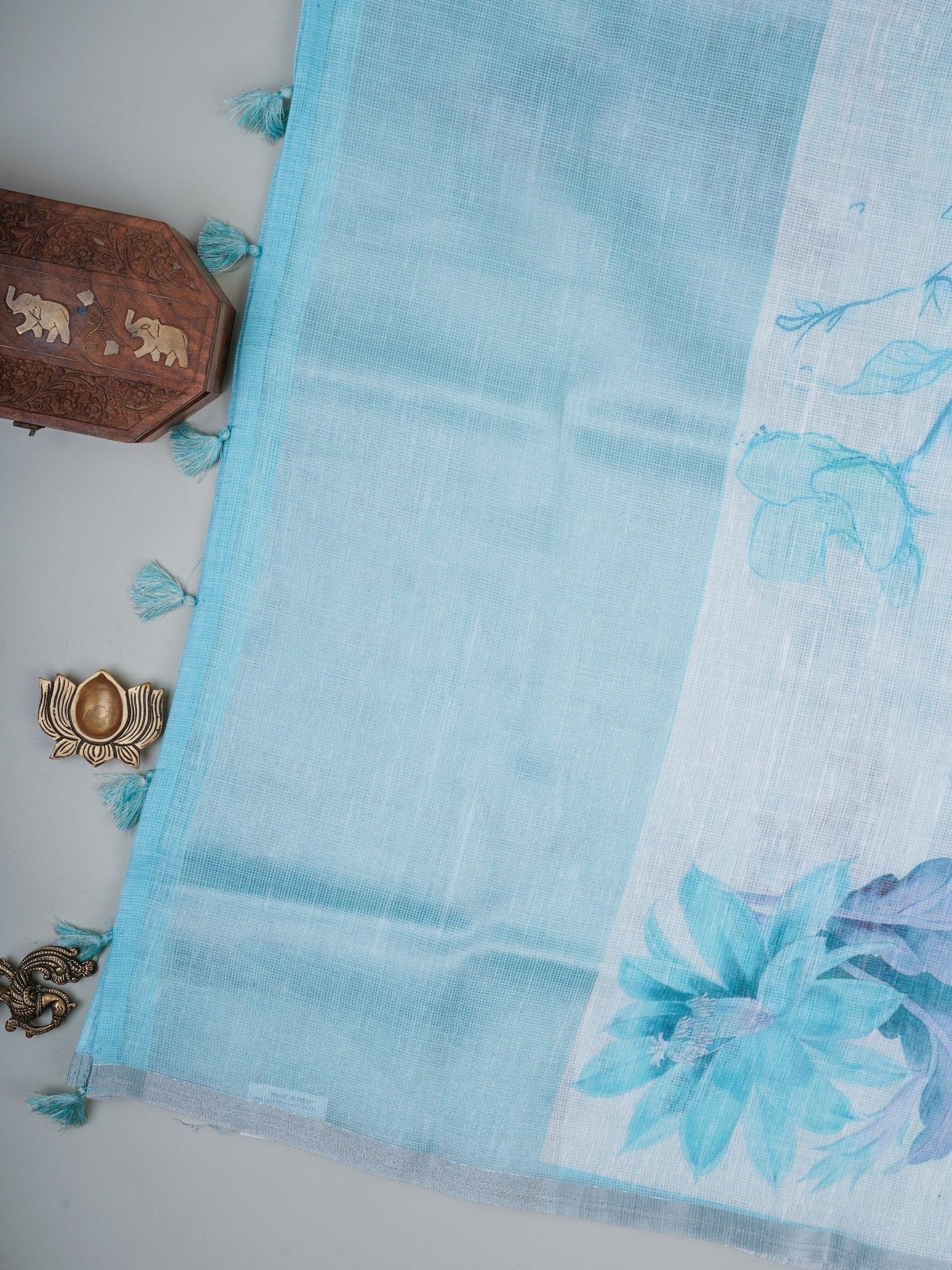 Linen White Silk Kota - Manoranjitham Weaves - Handloom Store