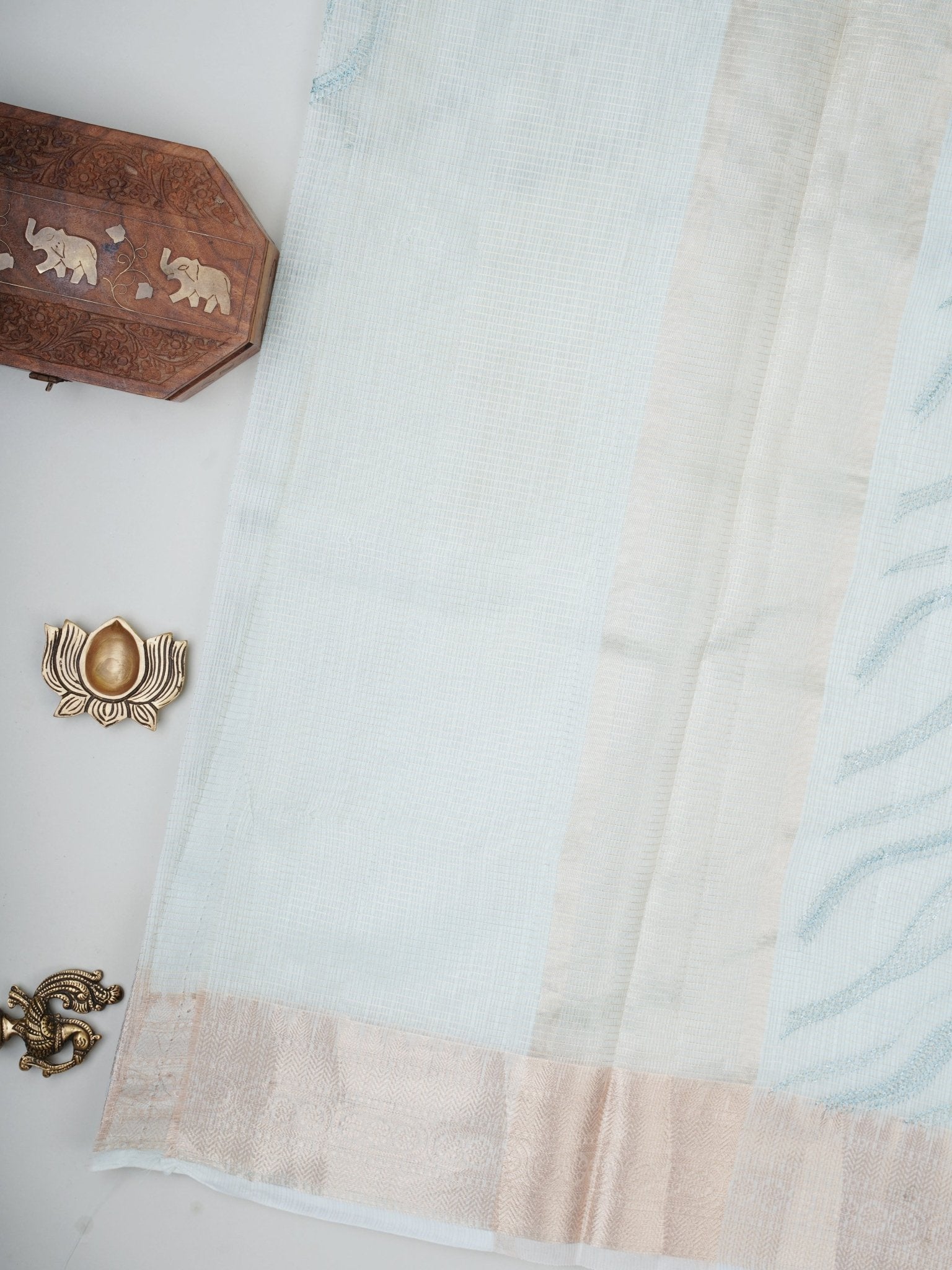 Kora Light Blue Kora - Manoranjitham Weaves - Handloom Store