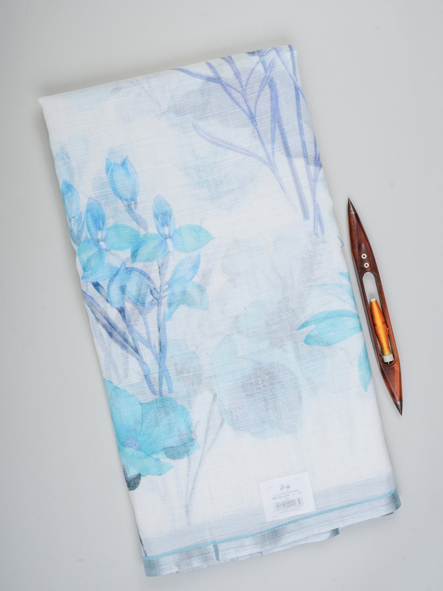 Linen White Silk Kota - Manoranjitham Weaves - Handloom Store