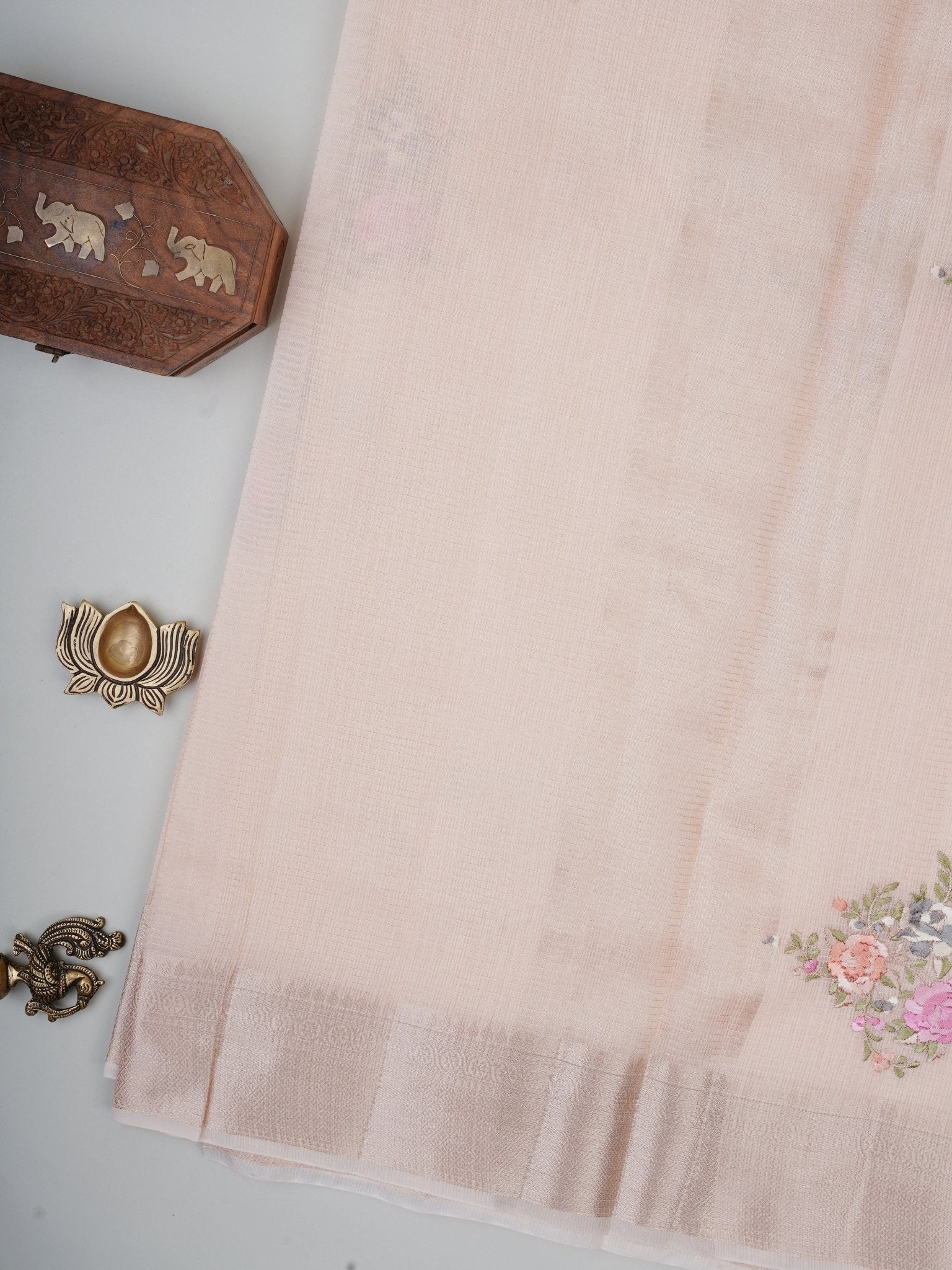 Kora Light Orange Kora - Manoranjitham Weaves - Handloom Store