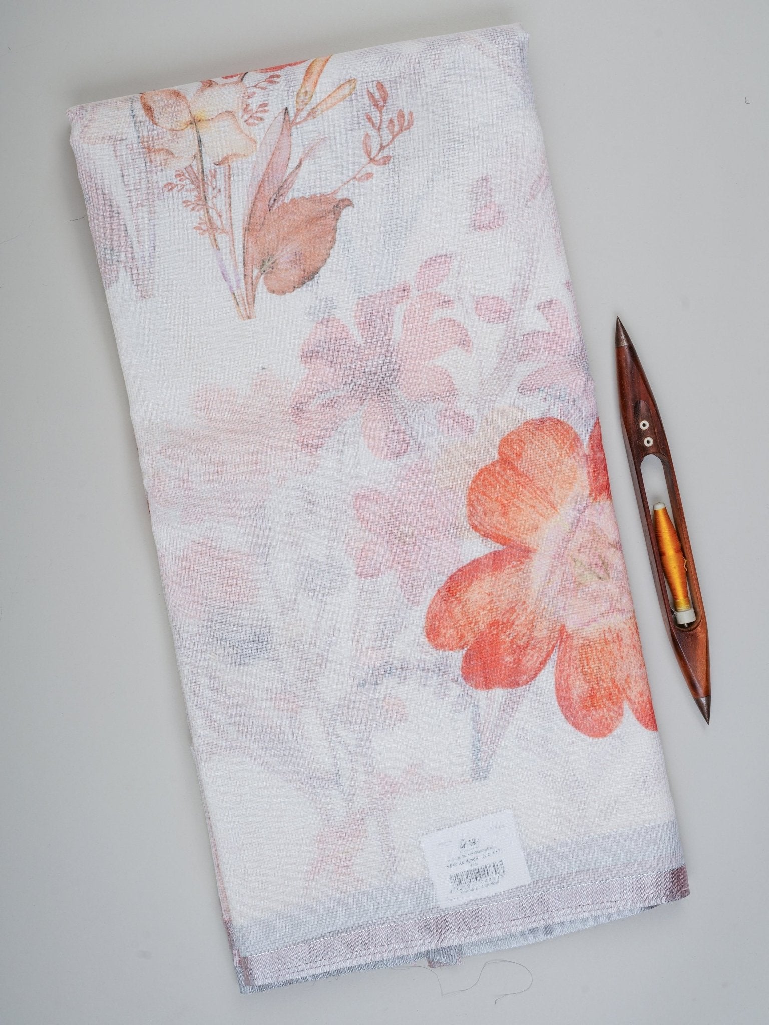 Linen White Silk Kota - Manoranjitham Weaves - Handloom Store