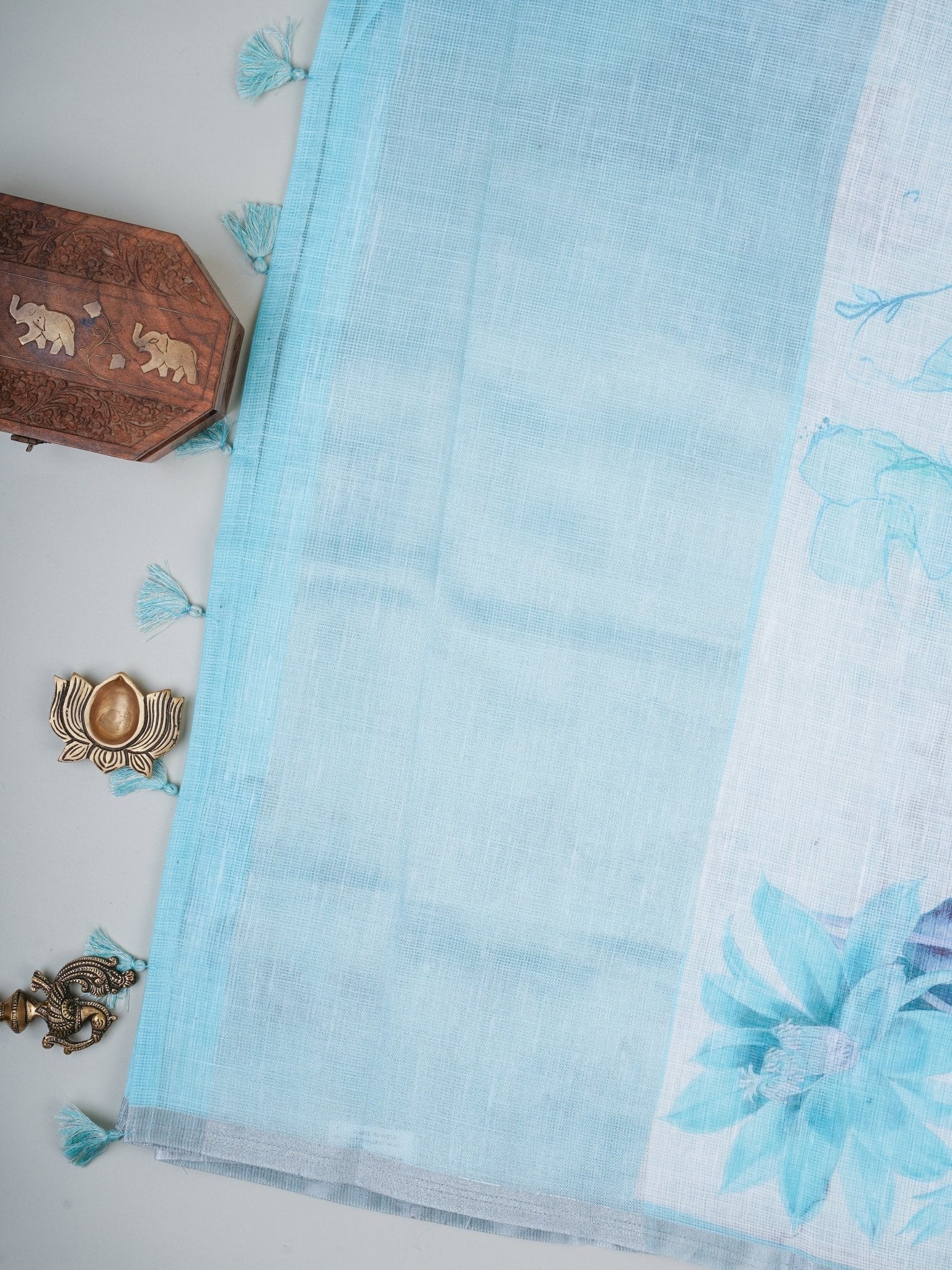 Linen White Silk Kota - Manoranjitham Weaves - Handloom Store