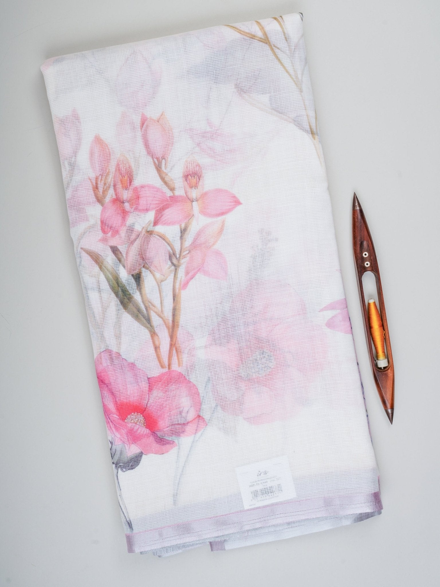 Linen White Silk Kota - Manoranjitham Weaves - Handloom Store