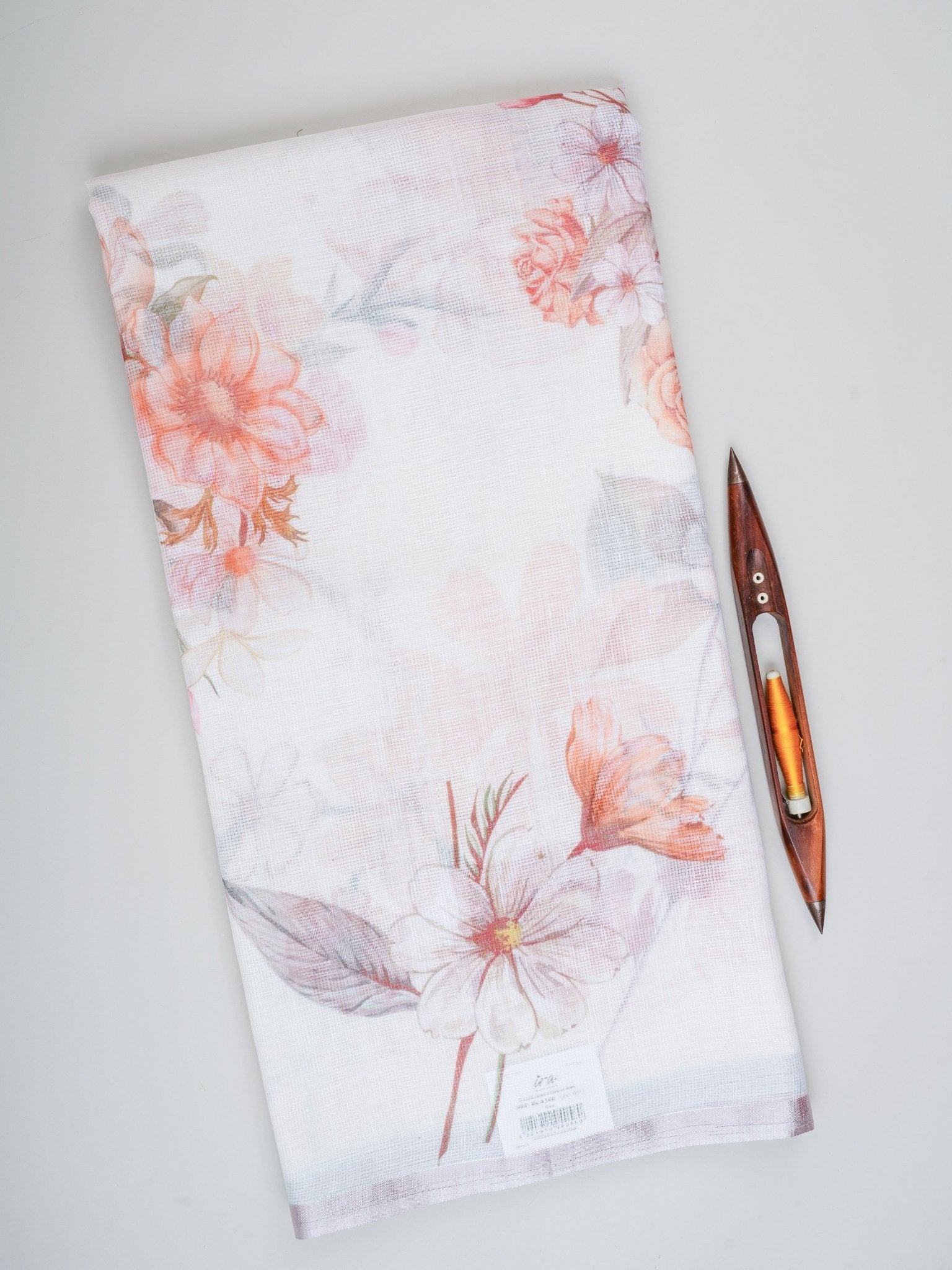 Linen White Silk Kota - Manoranjitham Weaves - Handloom Store