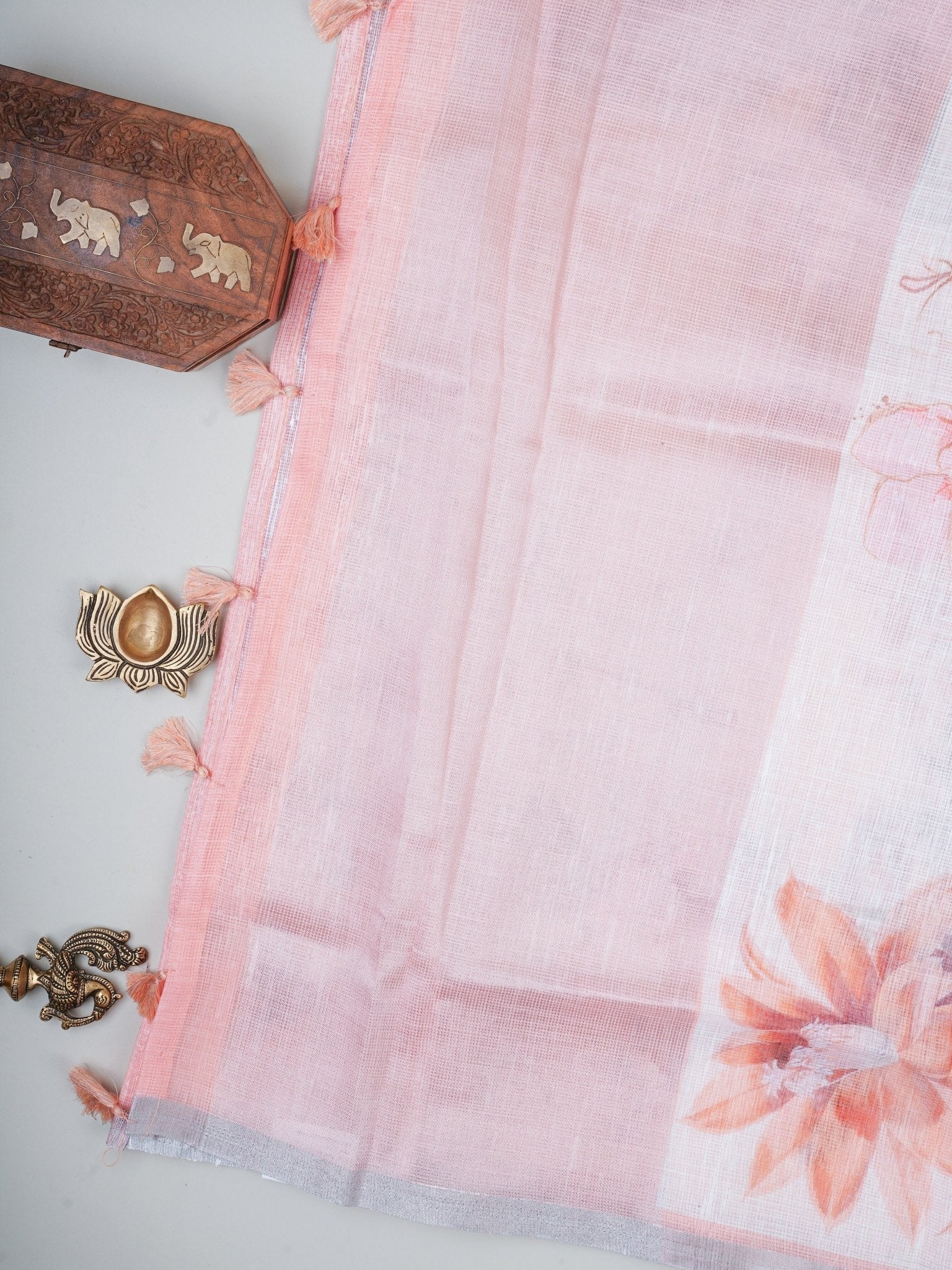 Linen White Silk Kota - Manoranjitham Weaves - Handloom Store