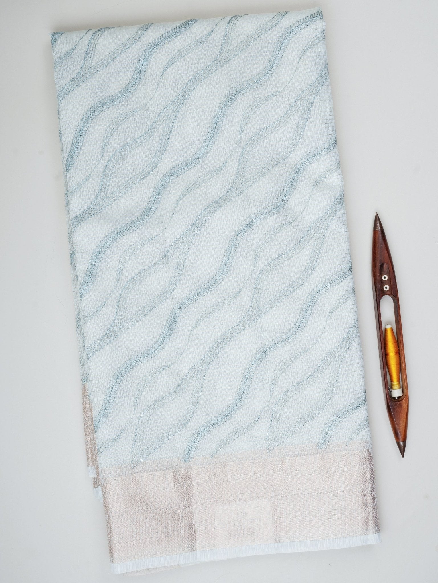 Kora Light Blue Kora - Manoranjitham Weaves - Handloom Store