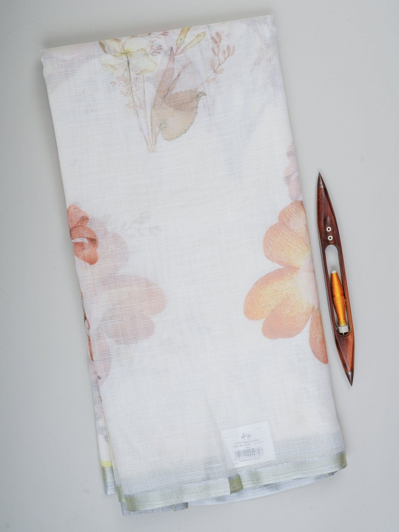 Linen White Silk Kota - Manoranjitham Weaves - Handloom Store