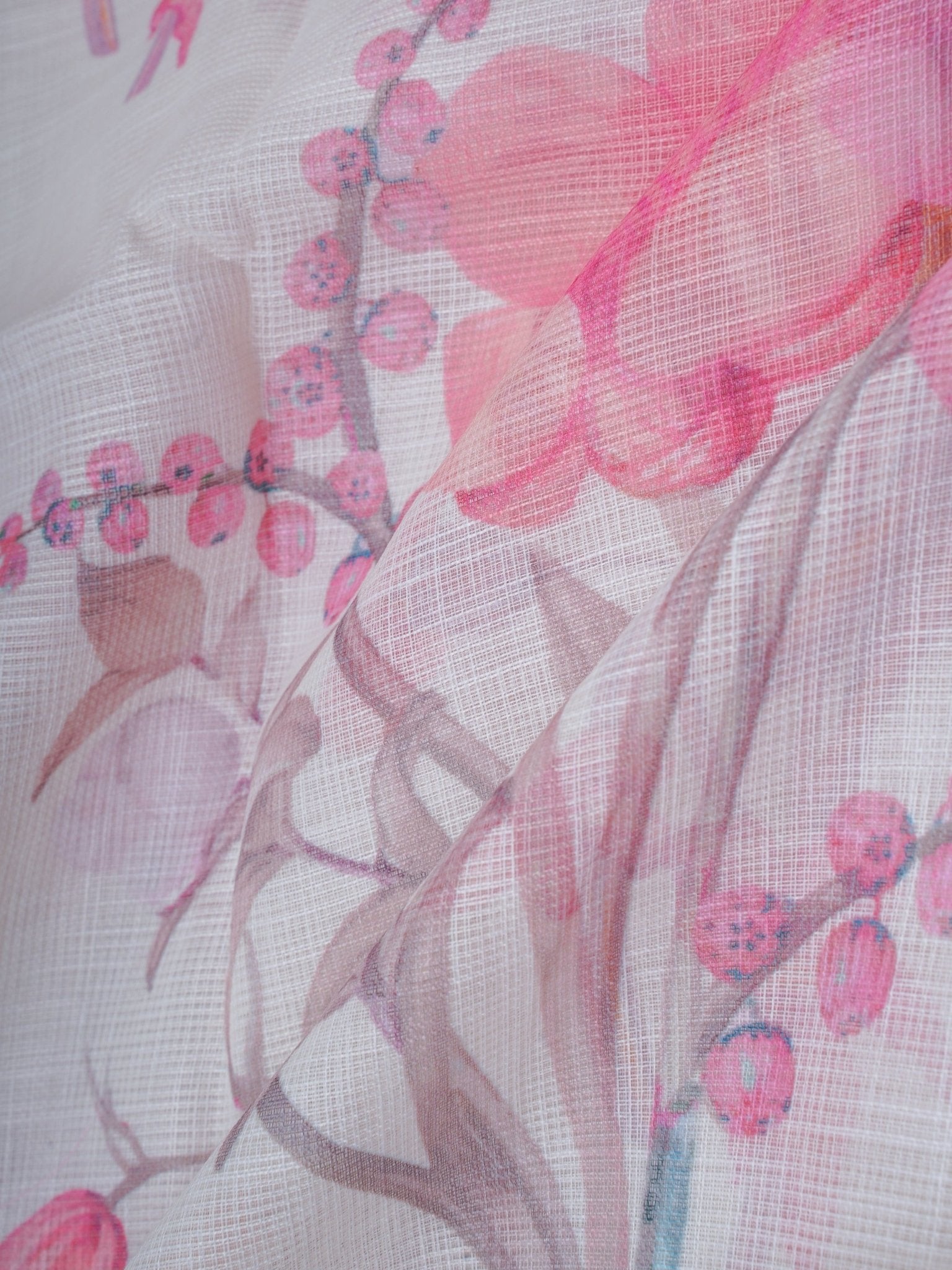 Linen White Silk Kota - Manoranjitham Weaves - Handloom Store