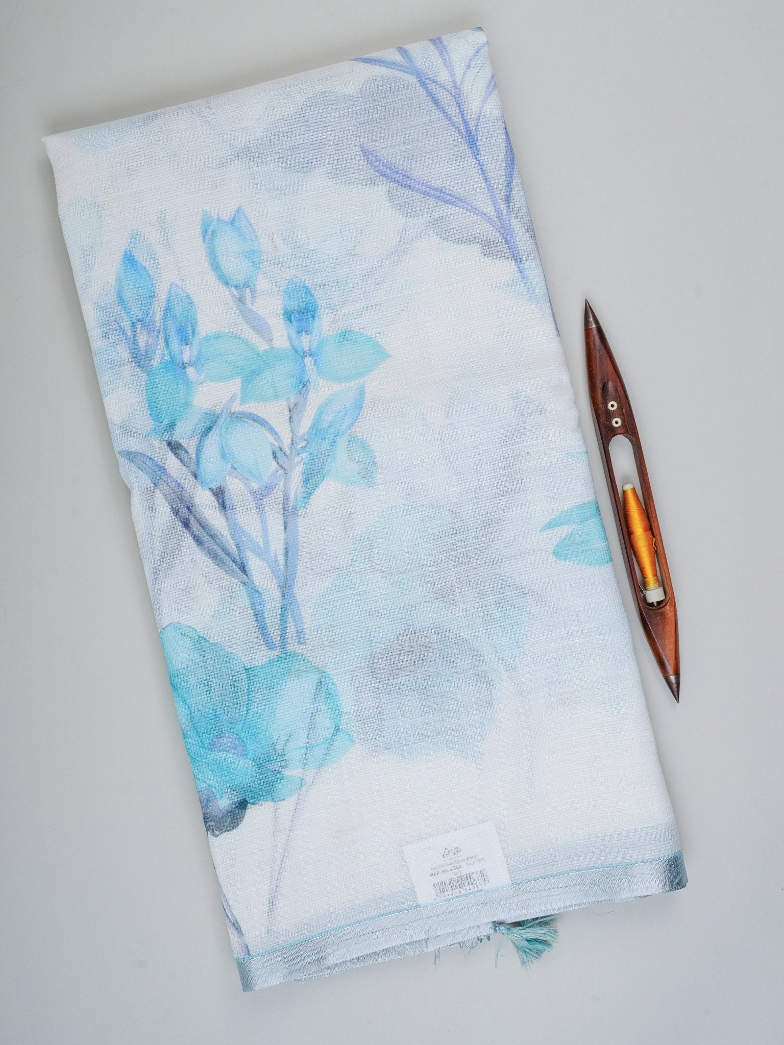 Linen White Silk Kota - Manoranjitham Weaves - Handloom Store