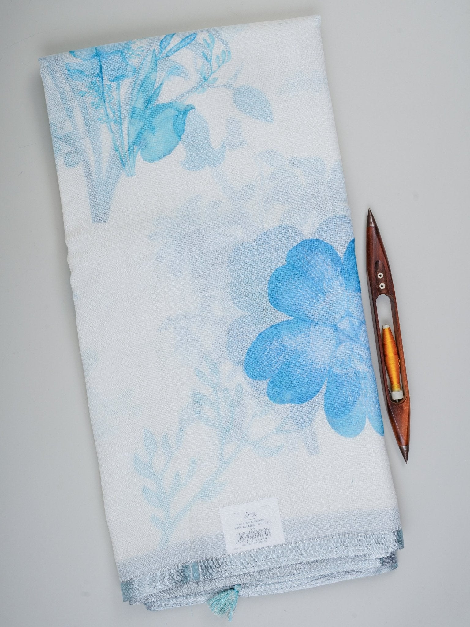 Linen White Silk Kota - Manoranjitham Weaves - Handloom Store