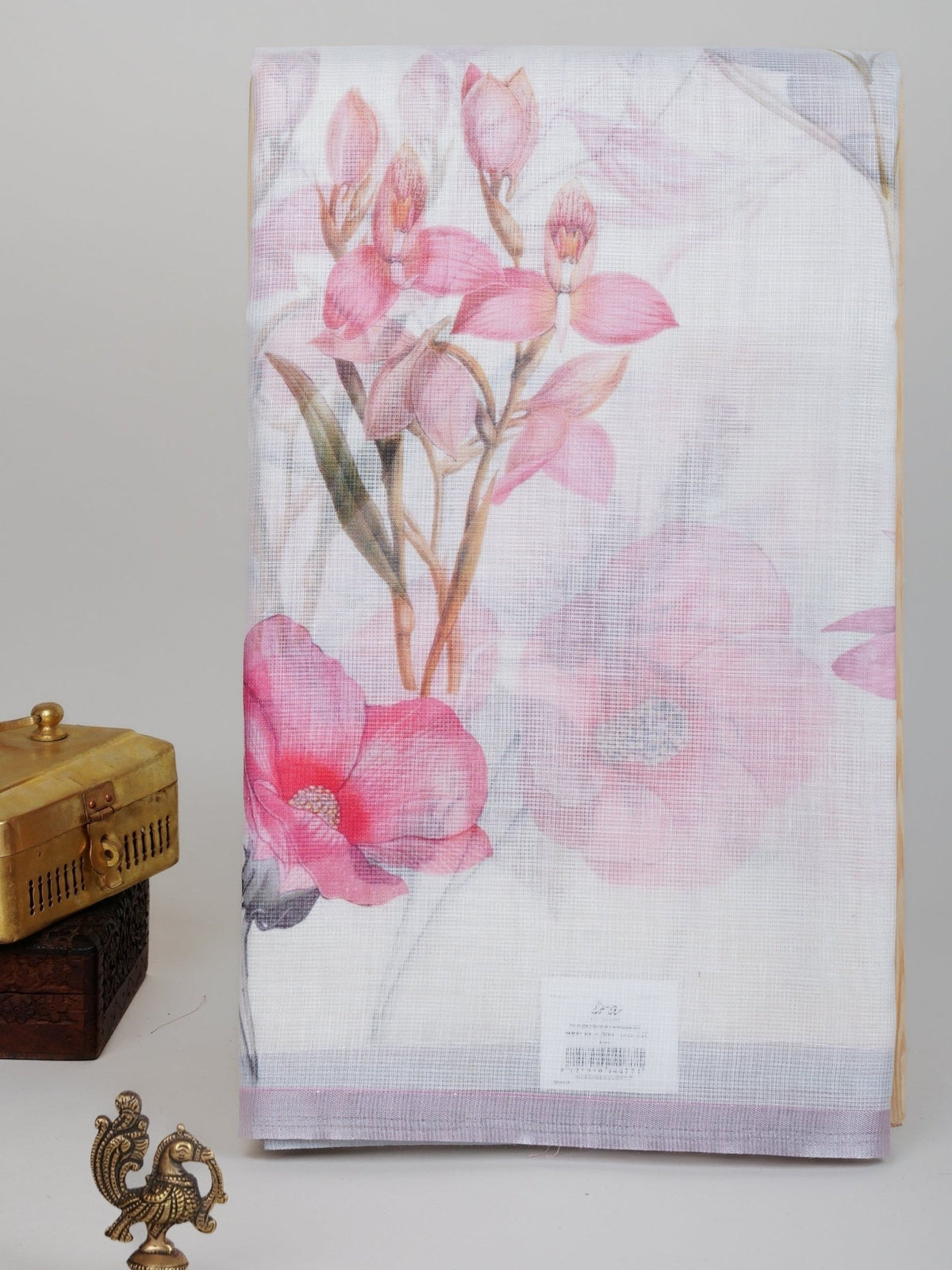 Linen White Silk Kota - Manoranjitham Weaves - Handloom Store