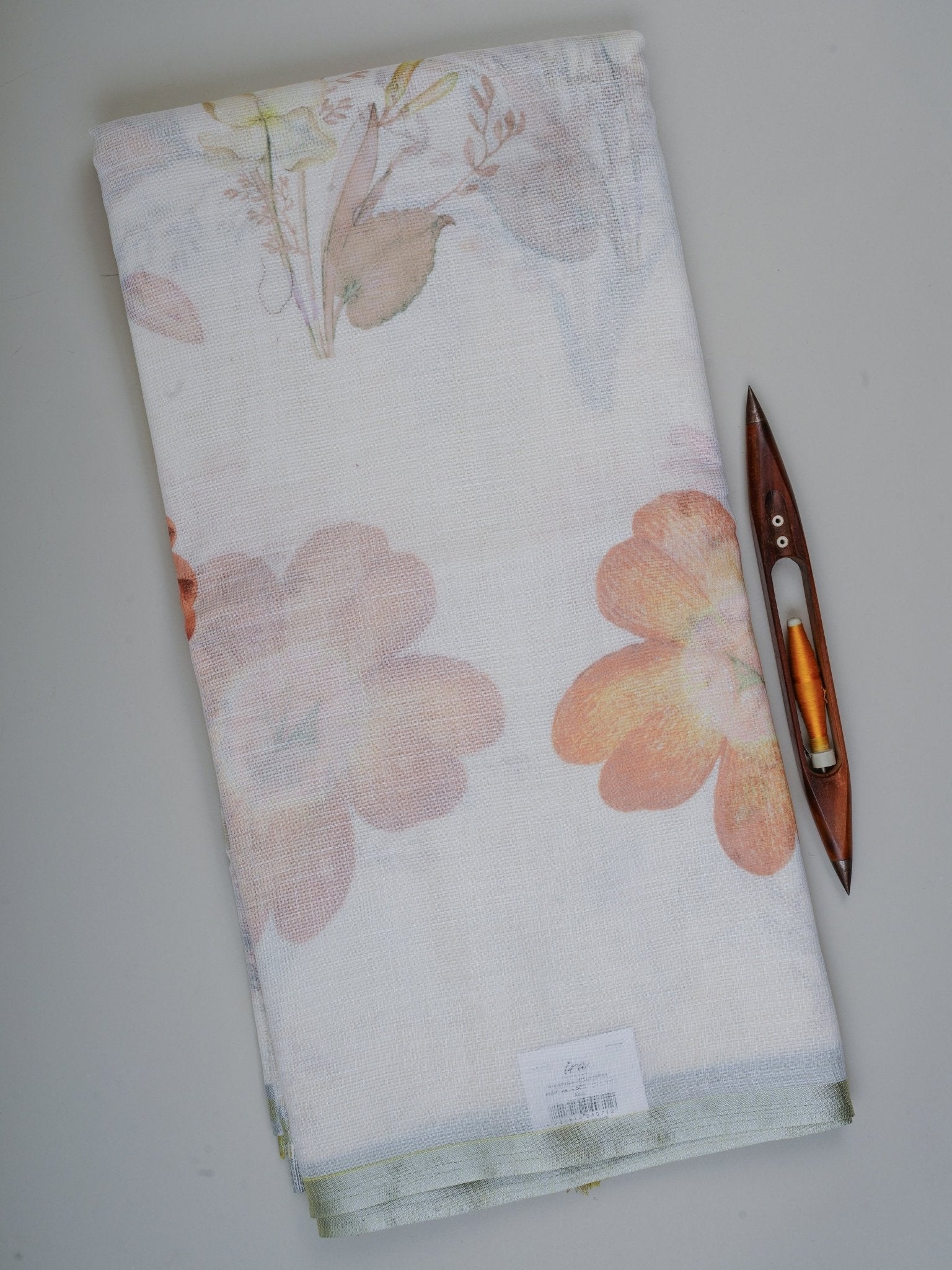 Linen White Silk Kota - Manoranjitham Weaves - Handloom Store