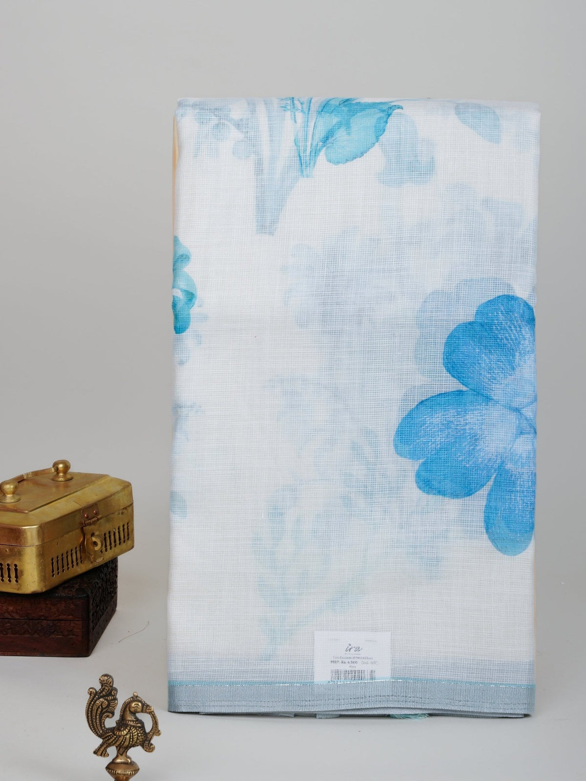 Linen White Silk Kota - Manoranjitham Weaves - Handloom Store