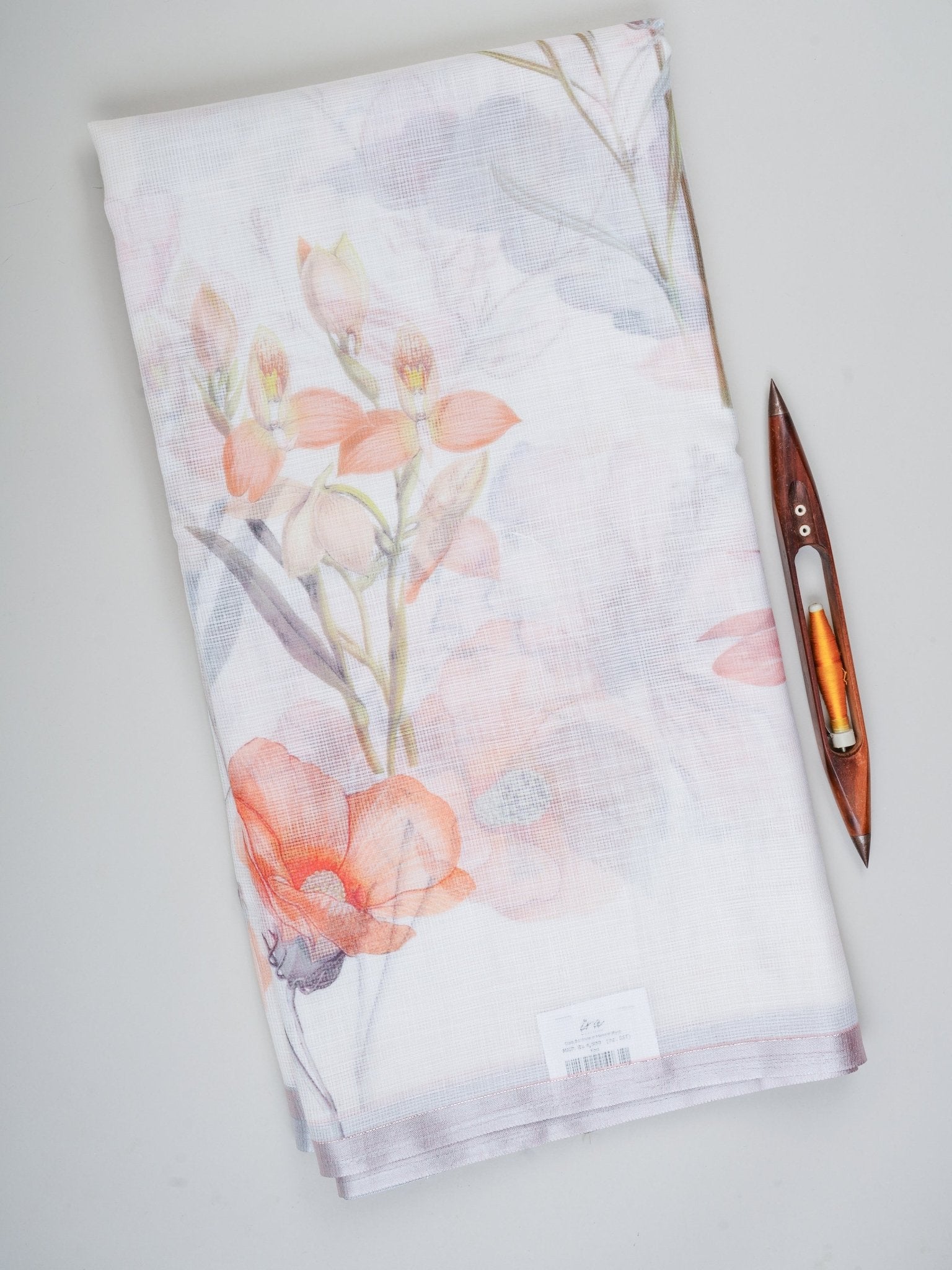 Linen White Silk Kota - Manoranjitham Weaves - Handloom Store