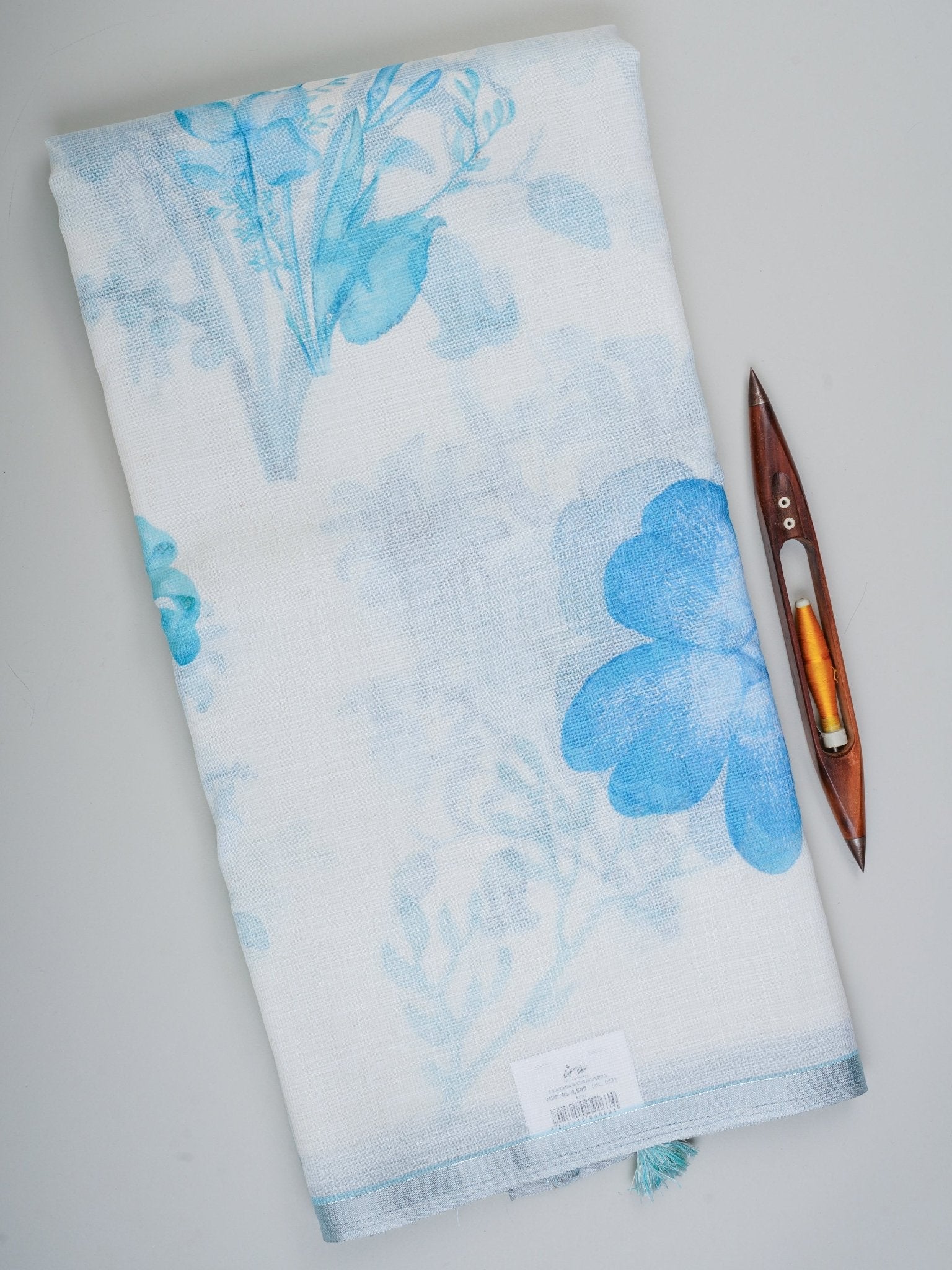 Linen White Silk Kota - Manoranjitham Weaves - Handloom Store