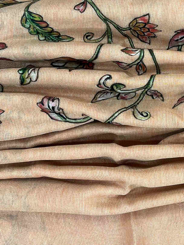 tissue Handwoven by skilled artisans of Rajasthan, this 100% Pure Cotton saree in Orange blends traditional elegance with intricate Semi Pure Zari zari work. A truly stunning drape for special occasions. The interplay of colors and craftsmanship makes it a treasured piece for every saree connoisseur. Vasanta - Cottons & Linens saree - Manoranjitham Weaves - Handloom Store