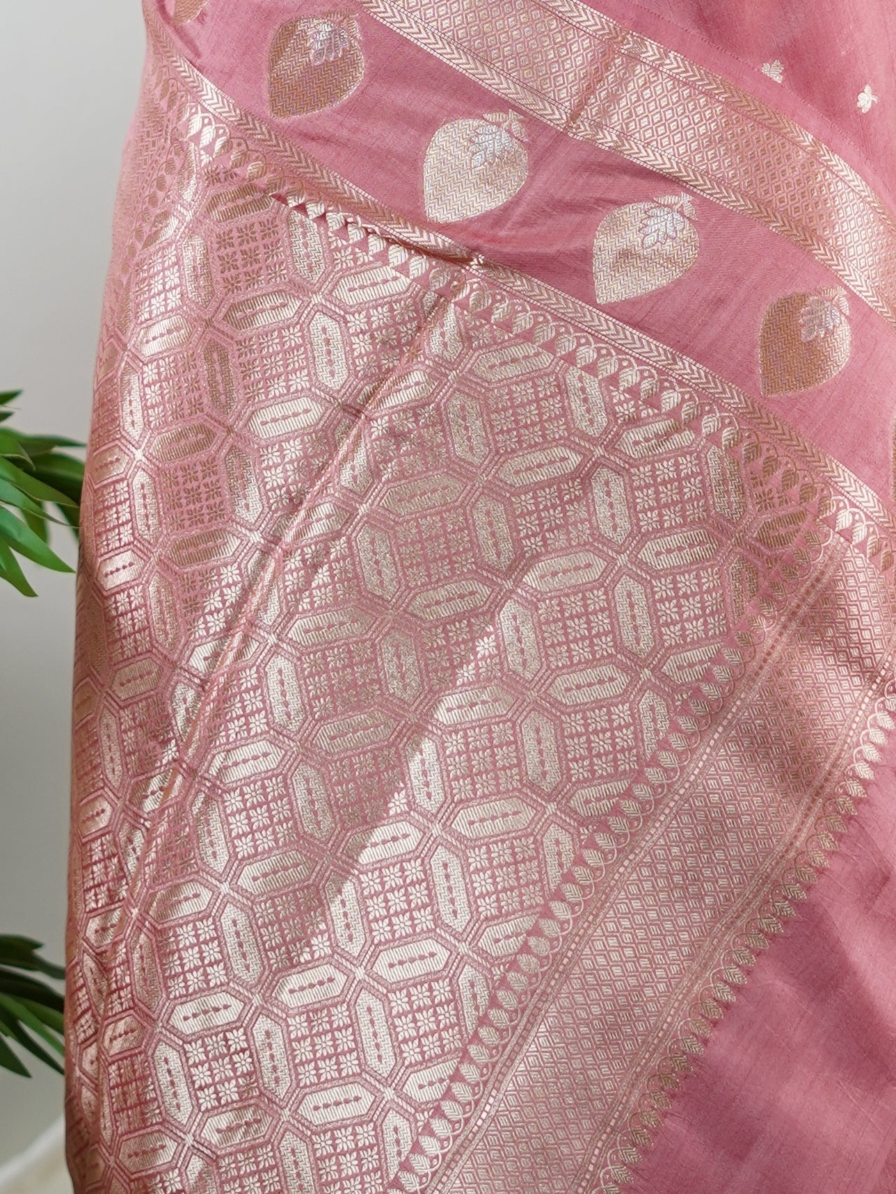 Chiniya Silk Peach 100% Pure Katan Soft Silk - Manoranjitham Weaves - Handloom Store