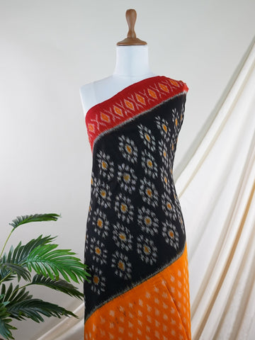 Handspun Cotton Black Pochampally Cotton with Ikkat Patterns Lalitha - Manoranjitham Weaves - Handloom Store