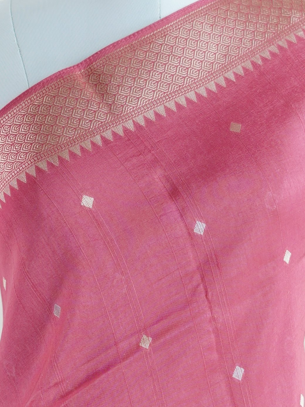 Georgette Pink Tussar Georgette - Manoranjitham Weaves - Handloom Store