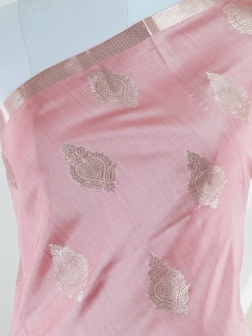Chiniya Silk Peach 100% Pure Katan Soft Silk - Manoranjitham Weaves - Handloom Store