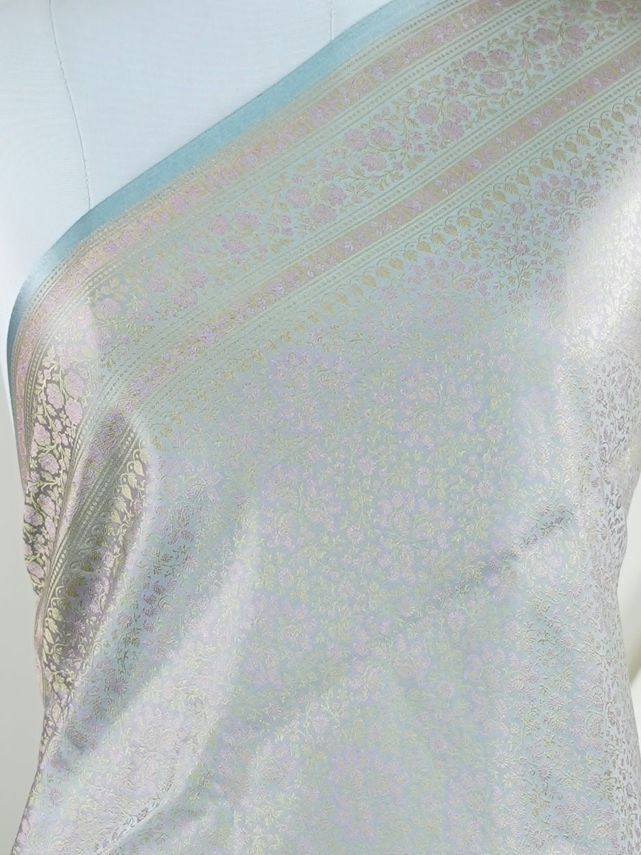 Katan Grey Semi Mushru - Manoranjitham Weaves - Handloom Store