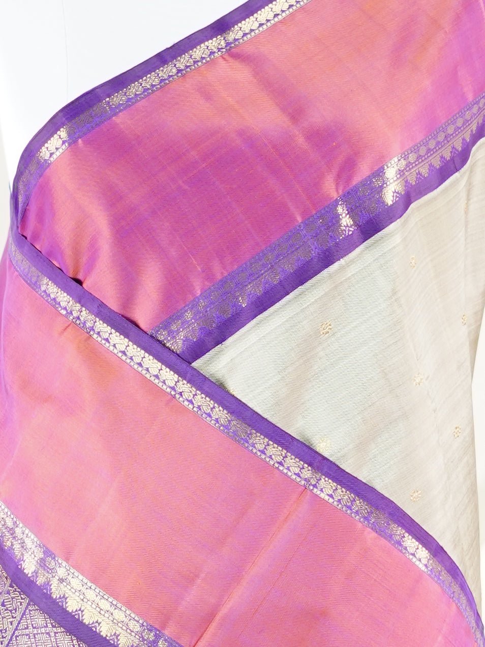Kanchipuram Silk Grey 100% Pure Silk  - Manoranjitham Weaves - Handloom Store