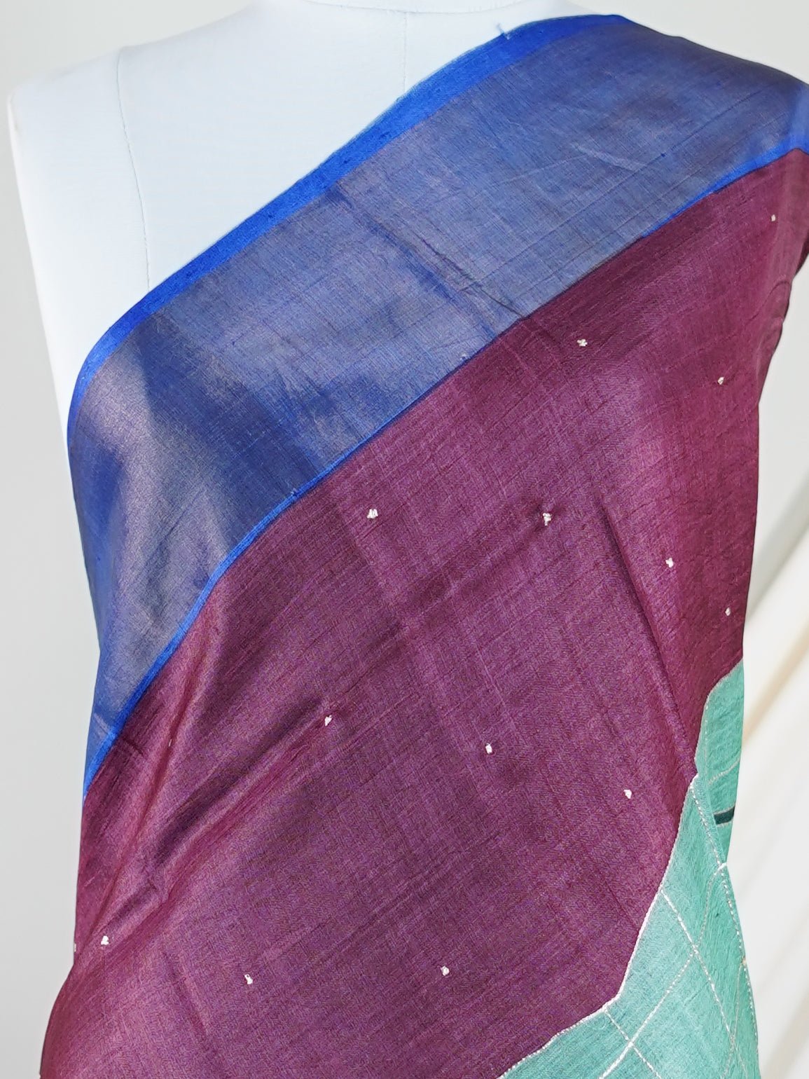 Tussars Purple 100% Pure Tussar - Manoranjitham Weaves - Handloom Store
