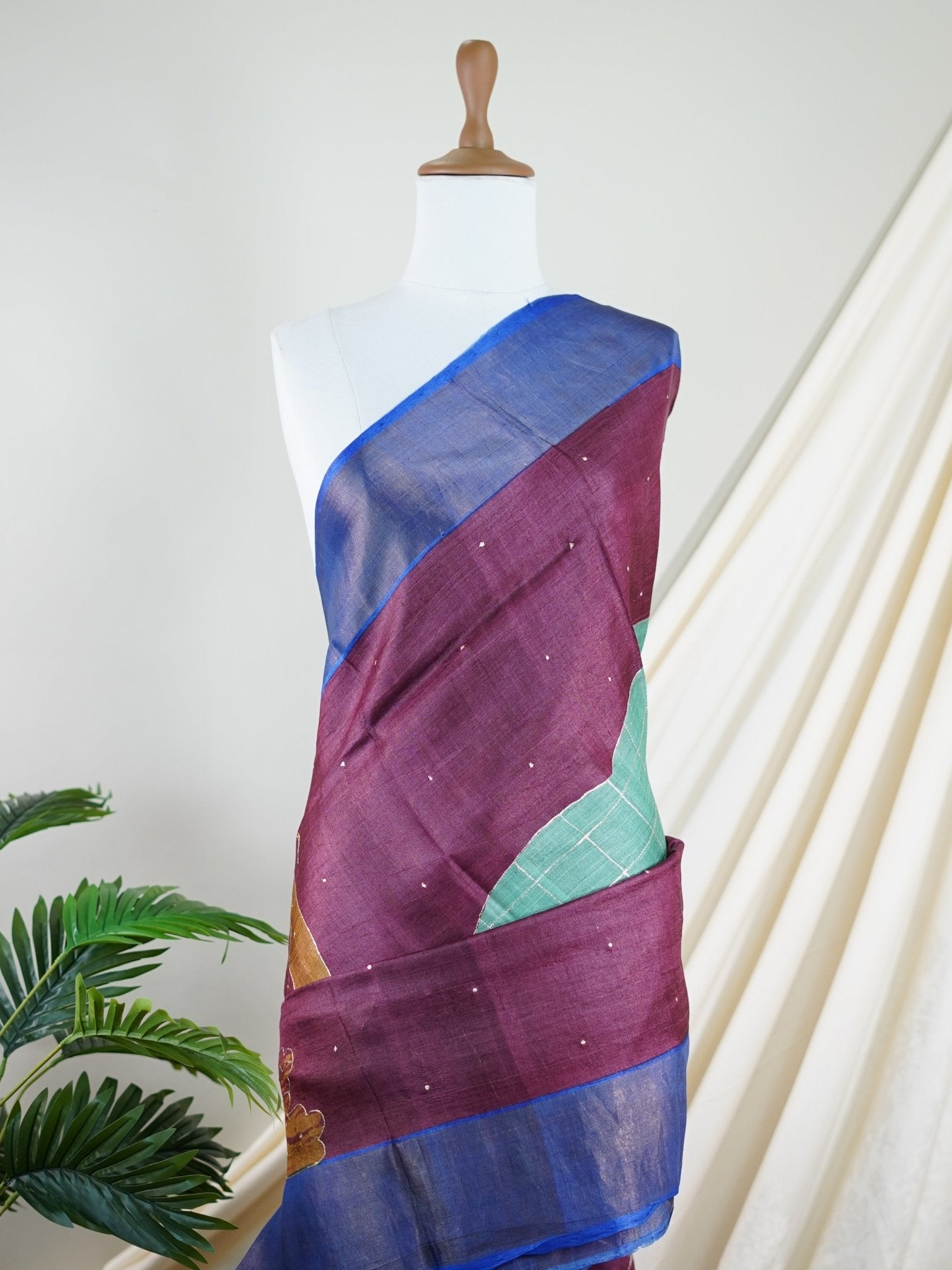 Tussars Purple 100% Pure Tussar - Manoranjitham Weaves - Handloom Store